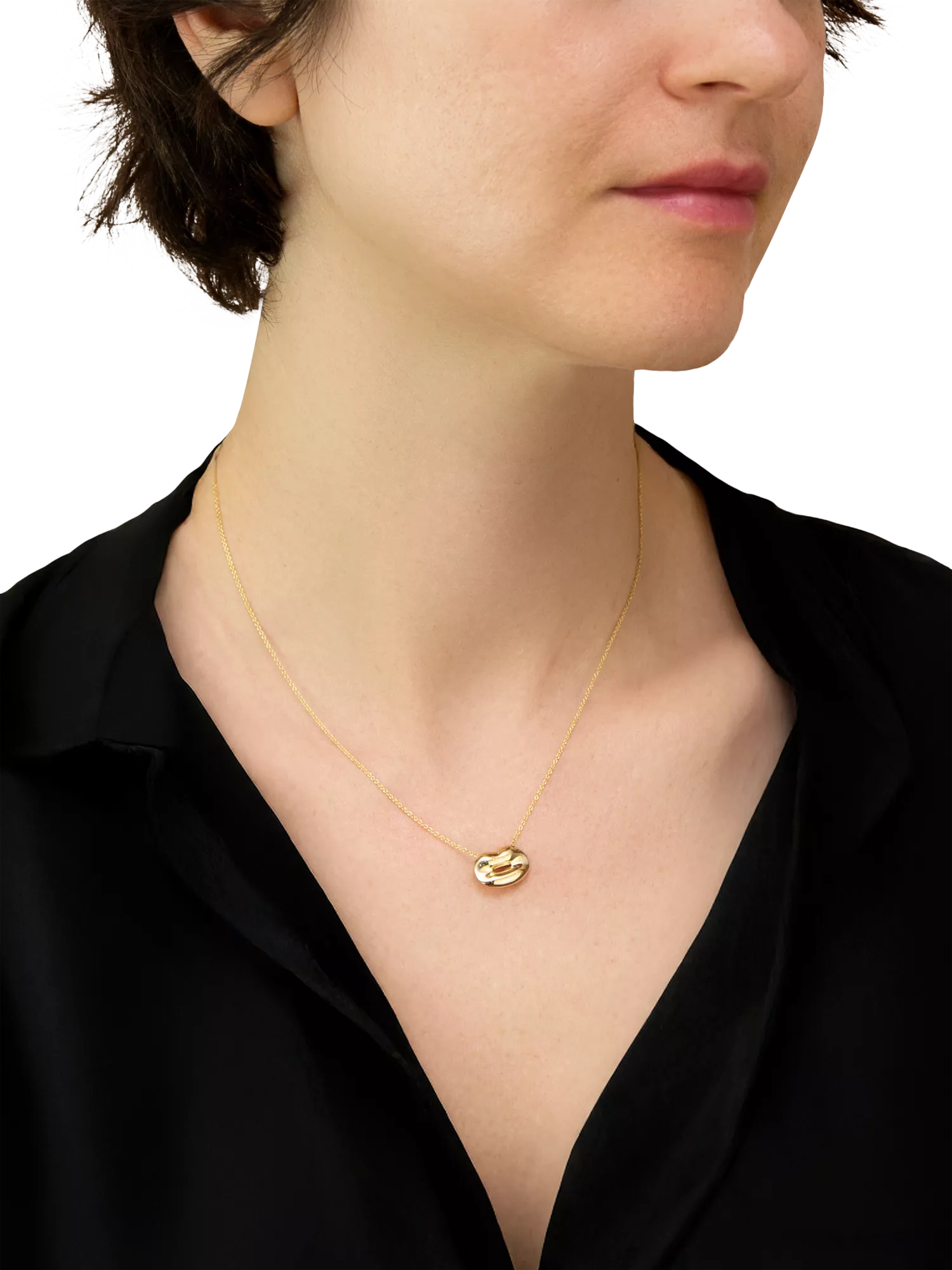 IBB 9ct gold polished lips necklace, imported from the UK
