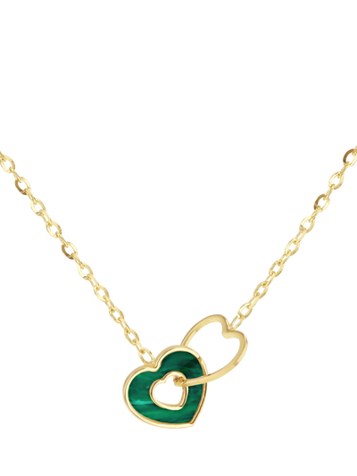 John Lewis IBB Malachite Link Heart Pendant Necklace Yellow Gold/Multi 39-41.5 cm- Buy online at McGrocer