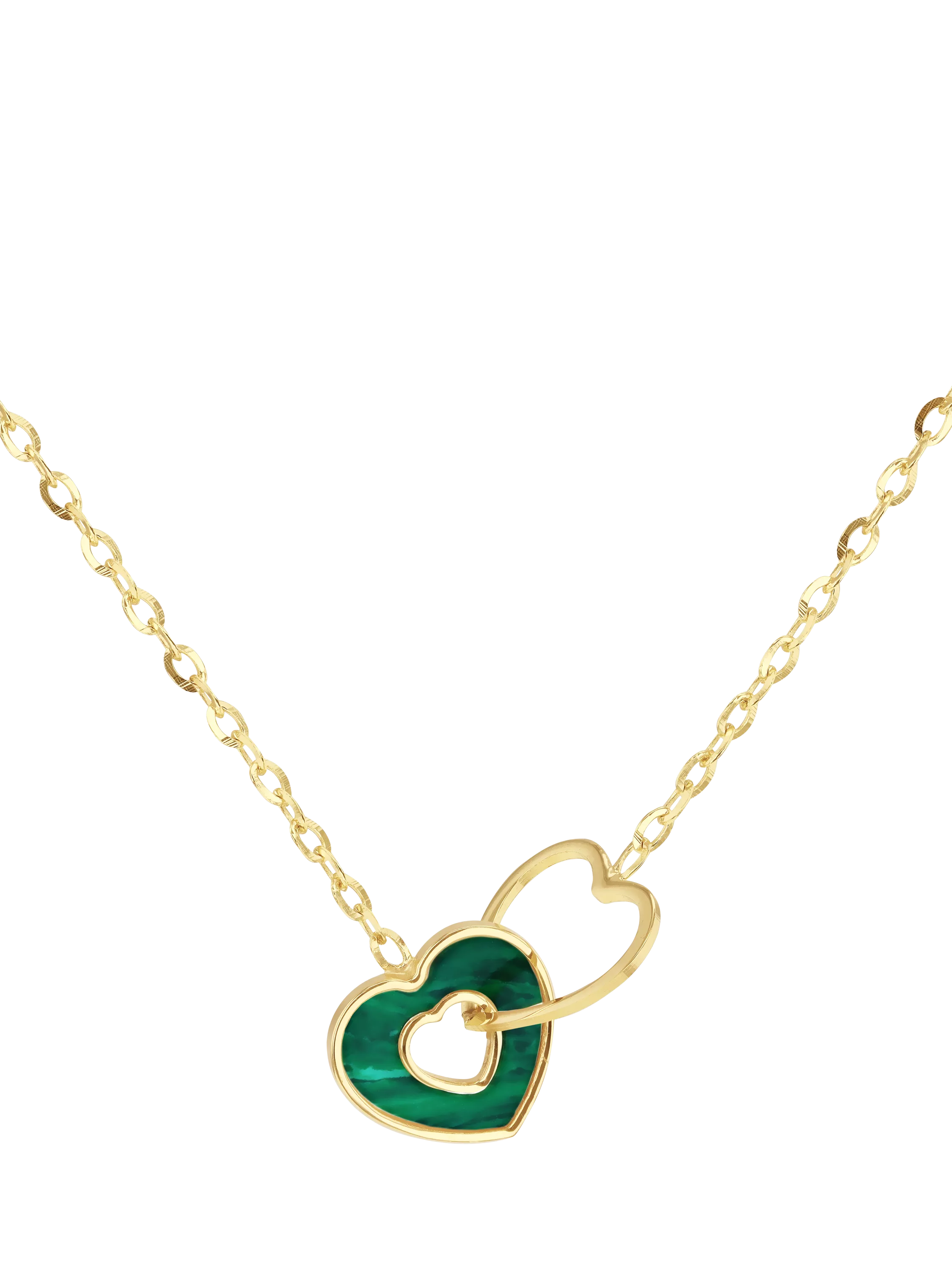 IBB malachite heart pendant 9ct gold necklace - British product