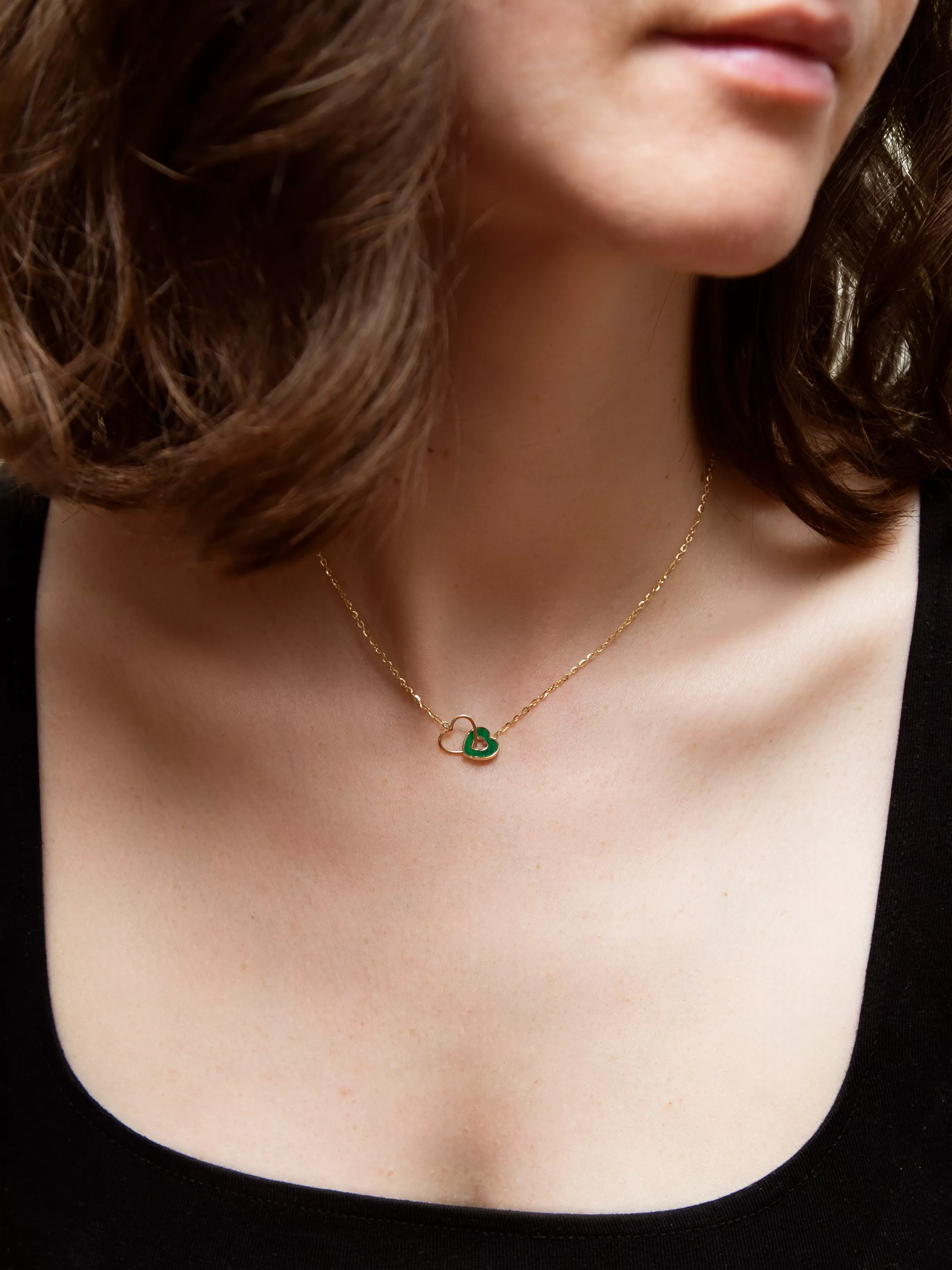 IBB malachite heart pendant 9ct gold necklace - British product
