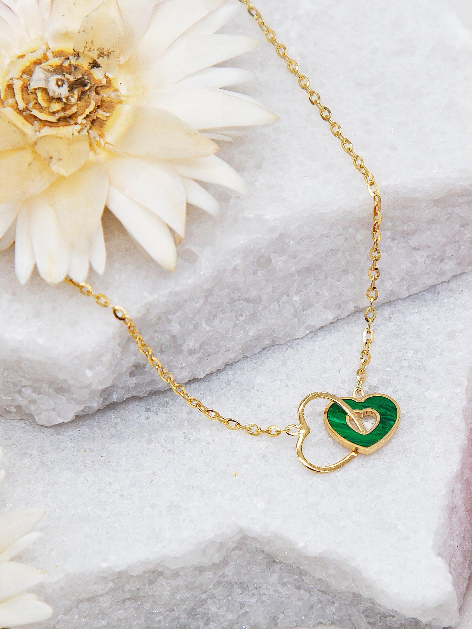 IBB malachite heart pendant 9ct gold necklace - British product