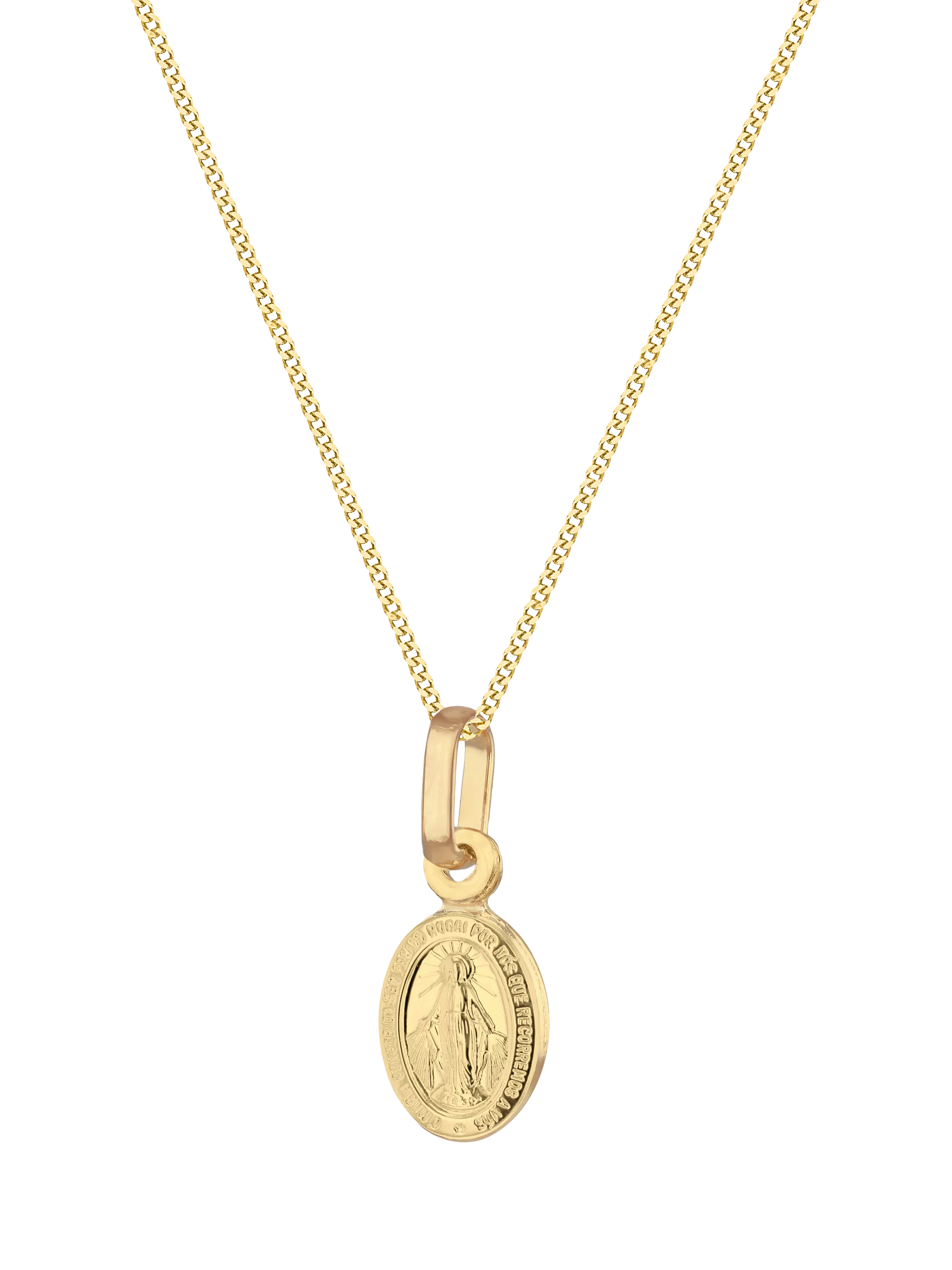IBB 9ct yellow gold mini oval Holy Mary pendant - British product