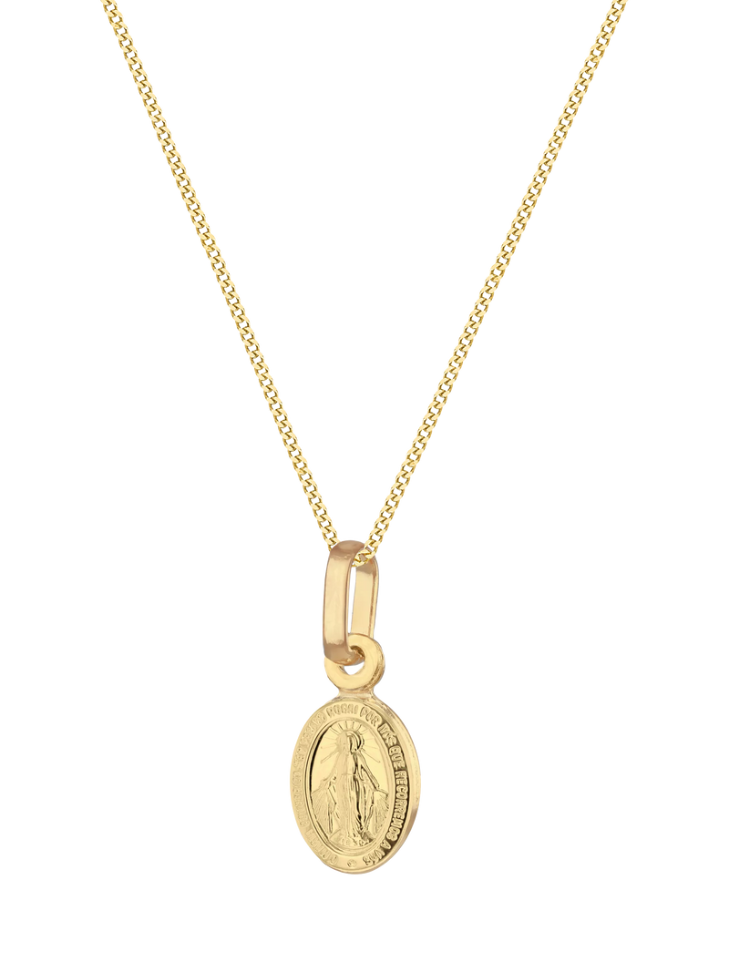 IBB 9ct yellow gold mini oval Holy Mary pendant - British product