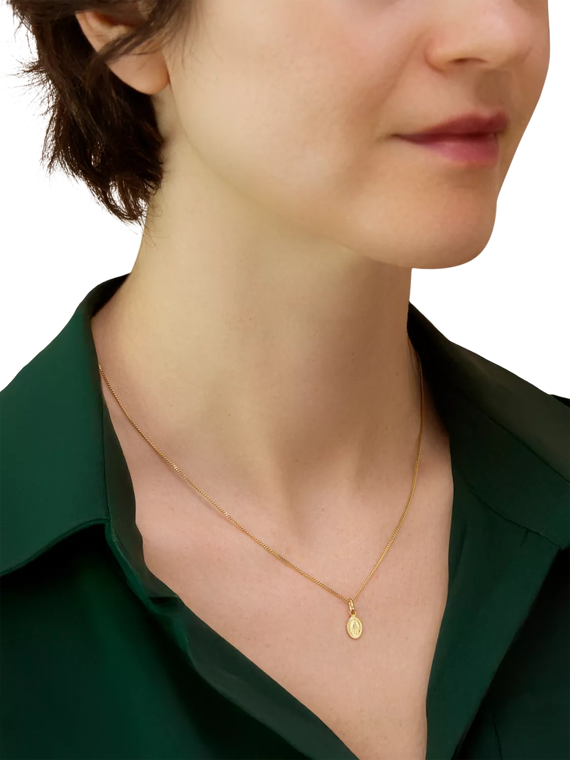 IBB 9ct yellow gold mini oval Holy Mary pendant - British product