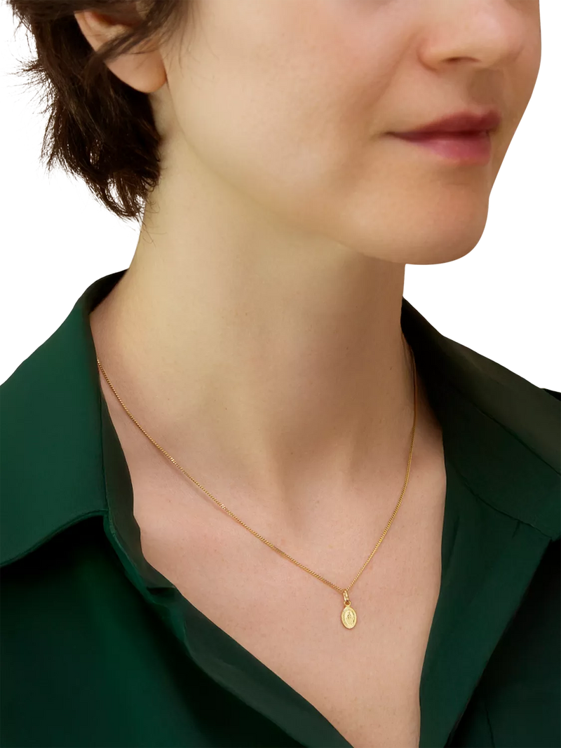 IBB 9ct yellow gold mini oval Holy Mary pendant - British product