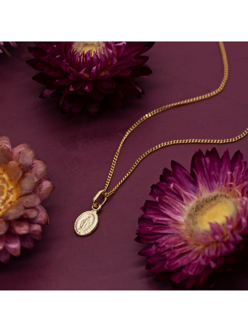 IBB 9ct yellow gold mini oval Holy Mary pendant - British product