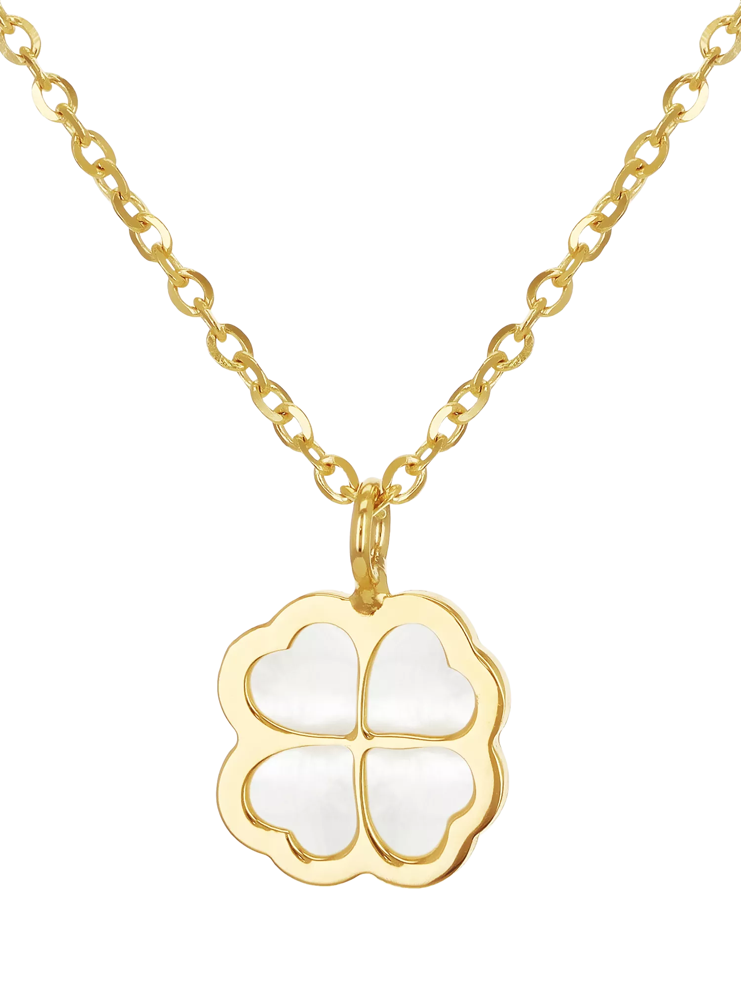 IBB Pearl Clover Pendant with mother of pearl in 9ct yellow gold (British brand)