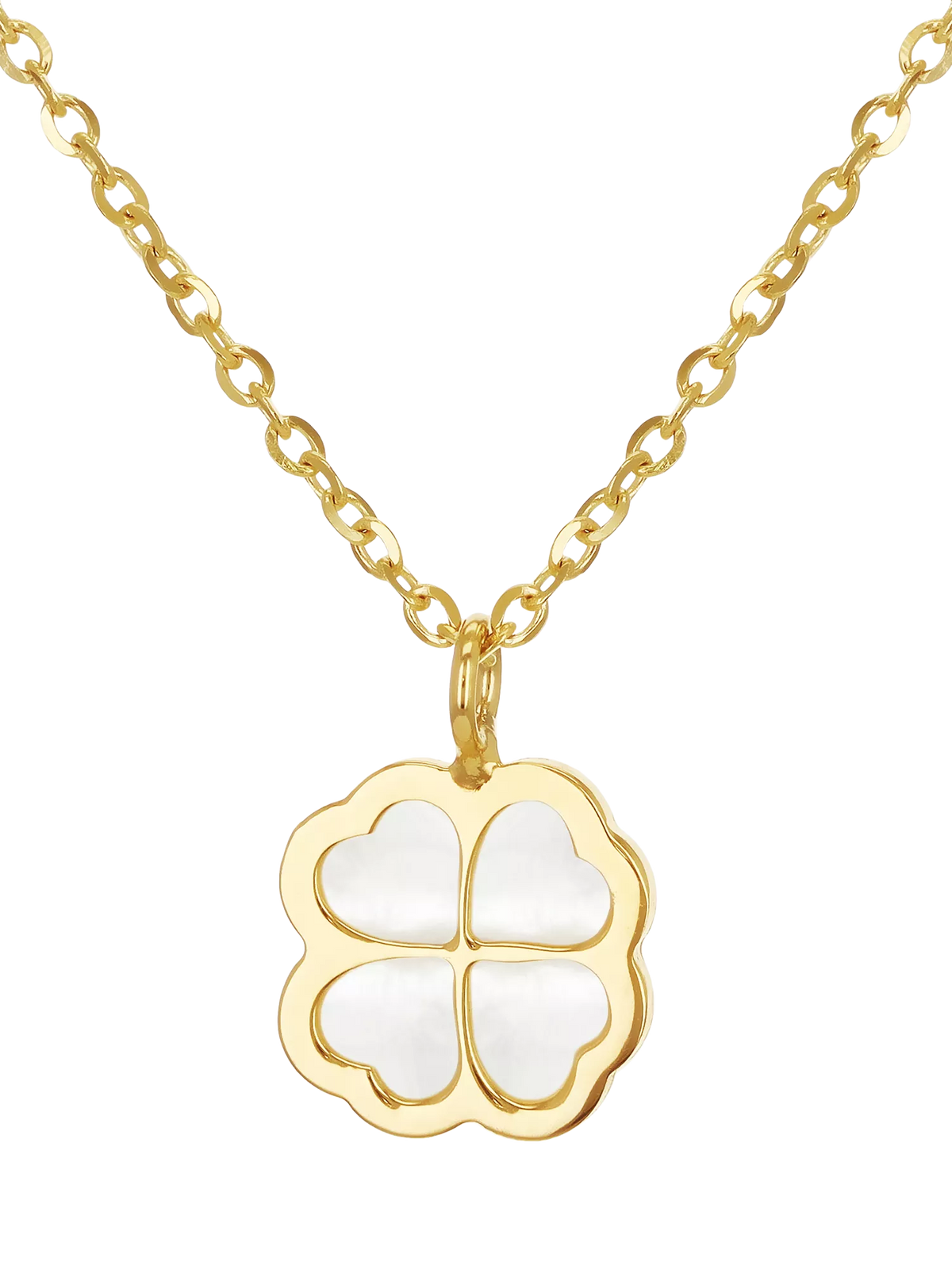 IBB Pearl Clover Pendant with mother of pearl in 9ct yellow gold (British brand)