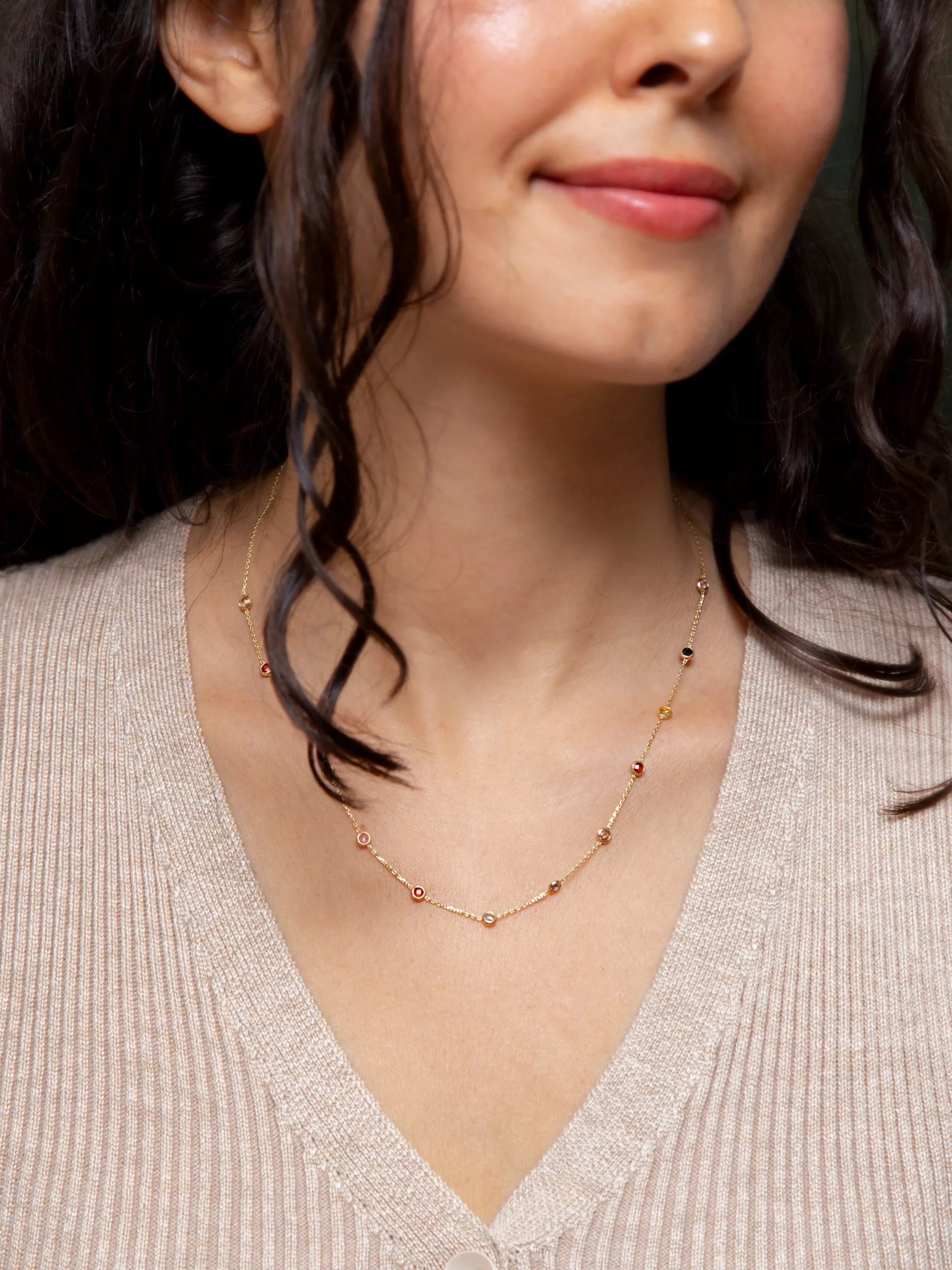 IBB cubic zirconia necklace in yellow gold 9ct, UK version