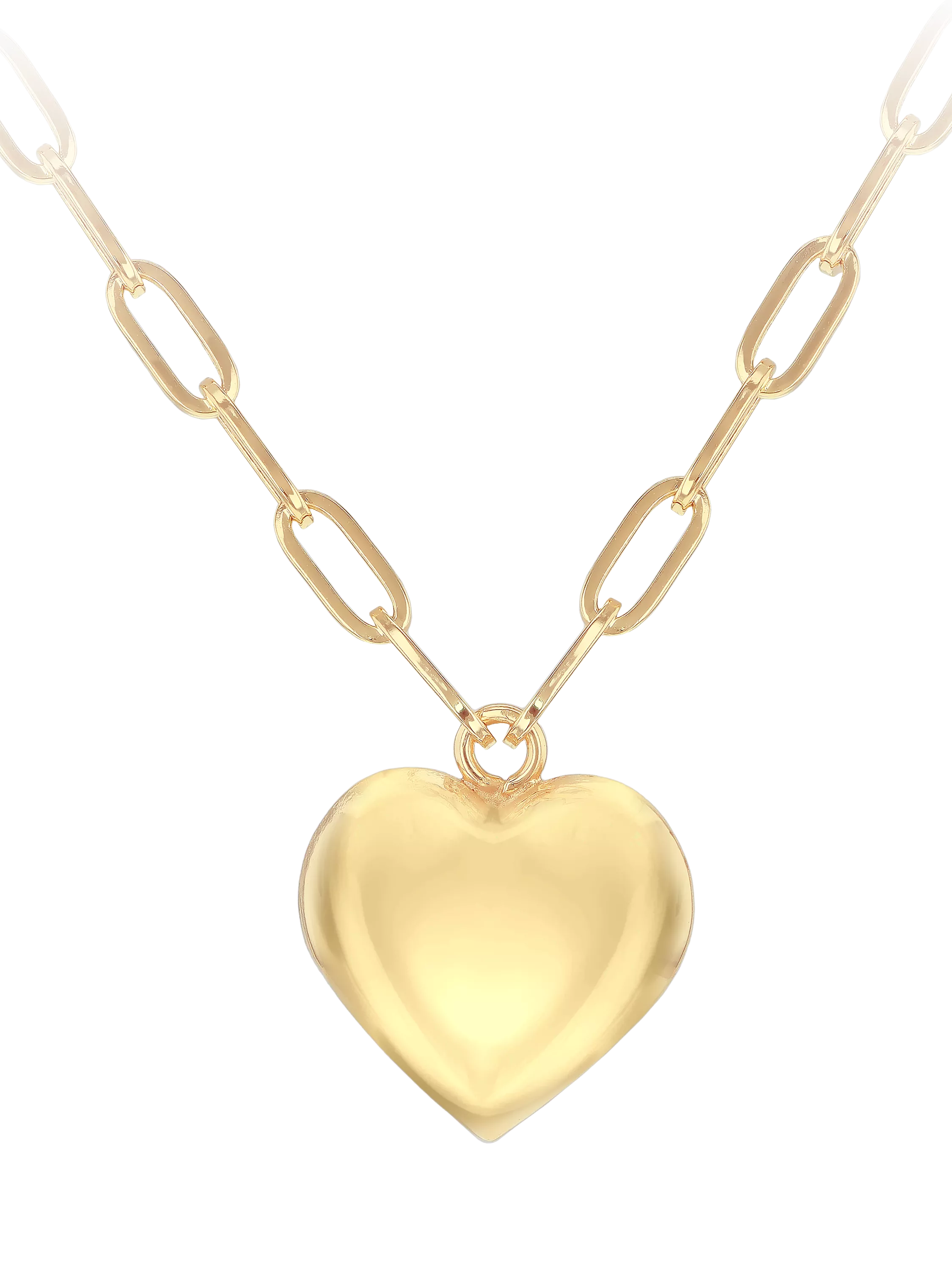 IBB 9ct yellow gold puffed heart adjustable necklace (British brand)