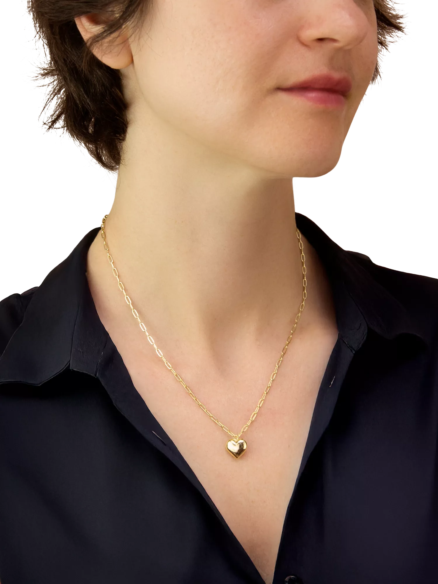 IBB 9ct yellow gold puffed heart adjustable necklace (British brand)