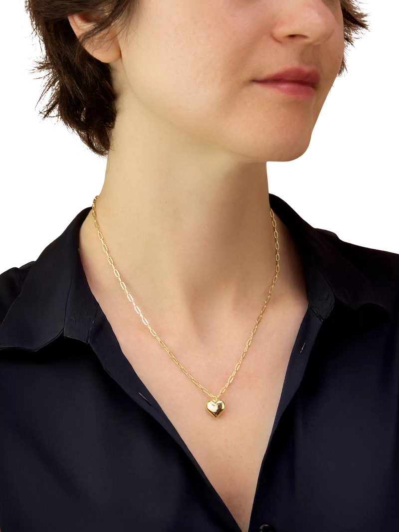 IBB 9ct yellow gold puffed heart adjustable necklace (British brand)