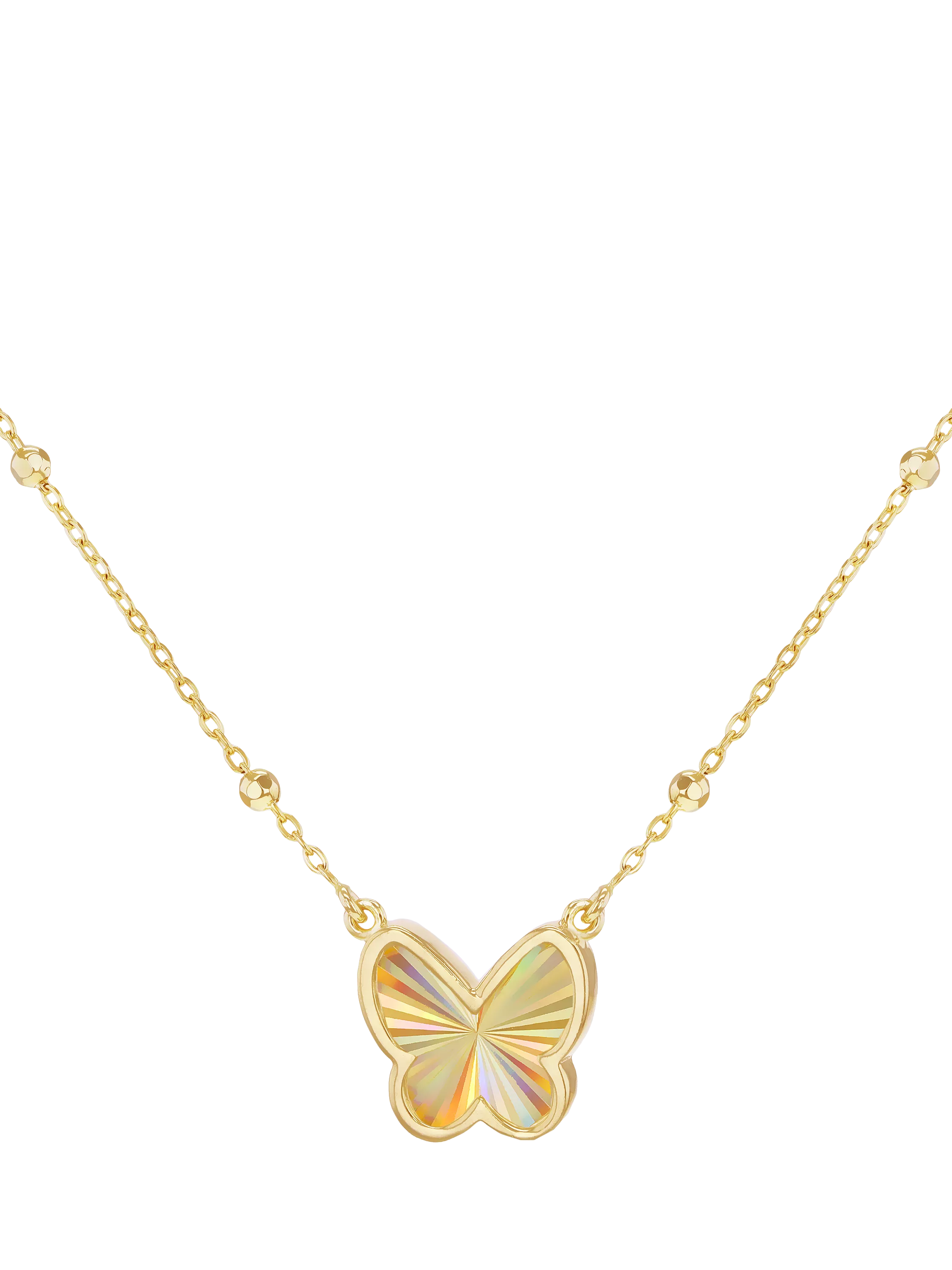 IBB 9ct yellow gold rainbow butterfly necklace, UK version