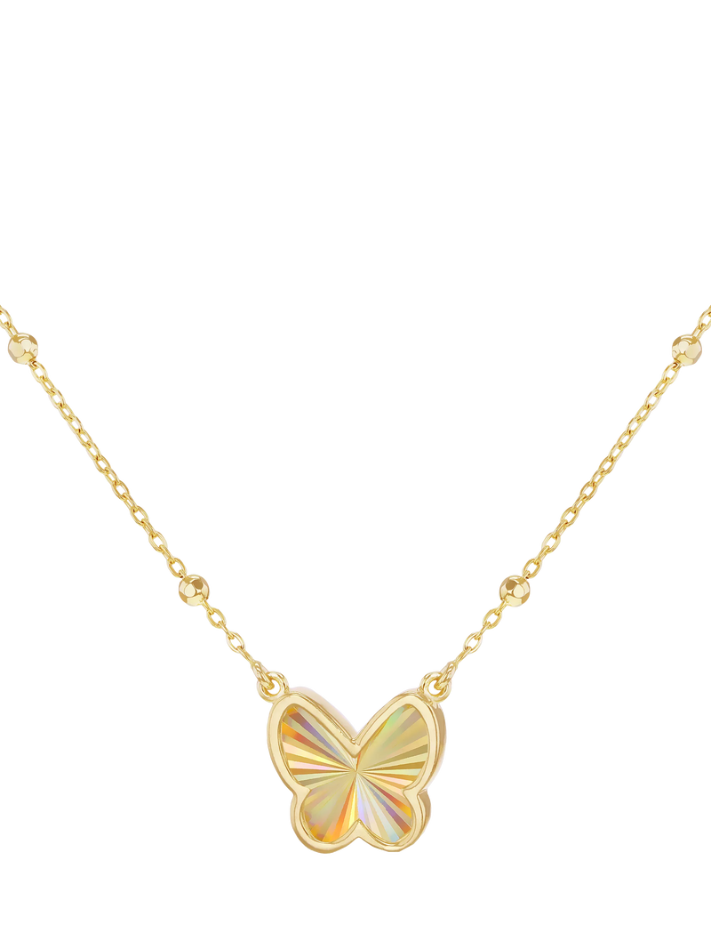 IBB 9ct yellow gold rainbow butterfly necklace, UK version