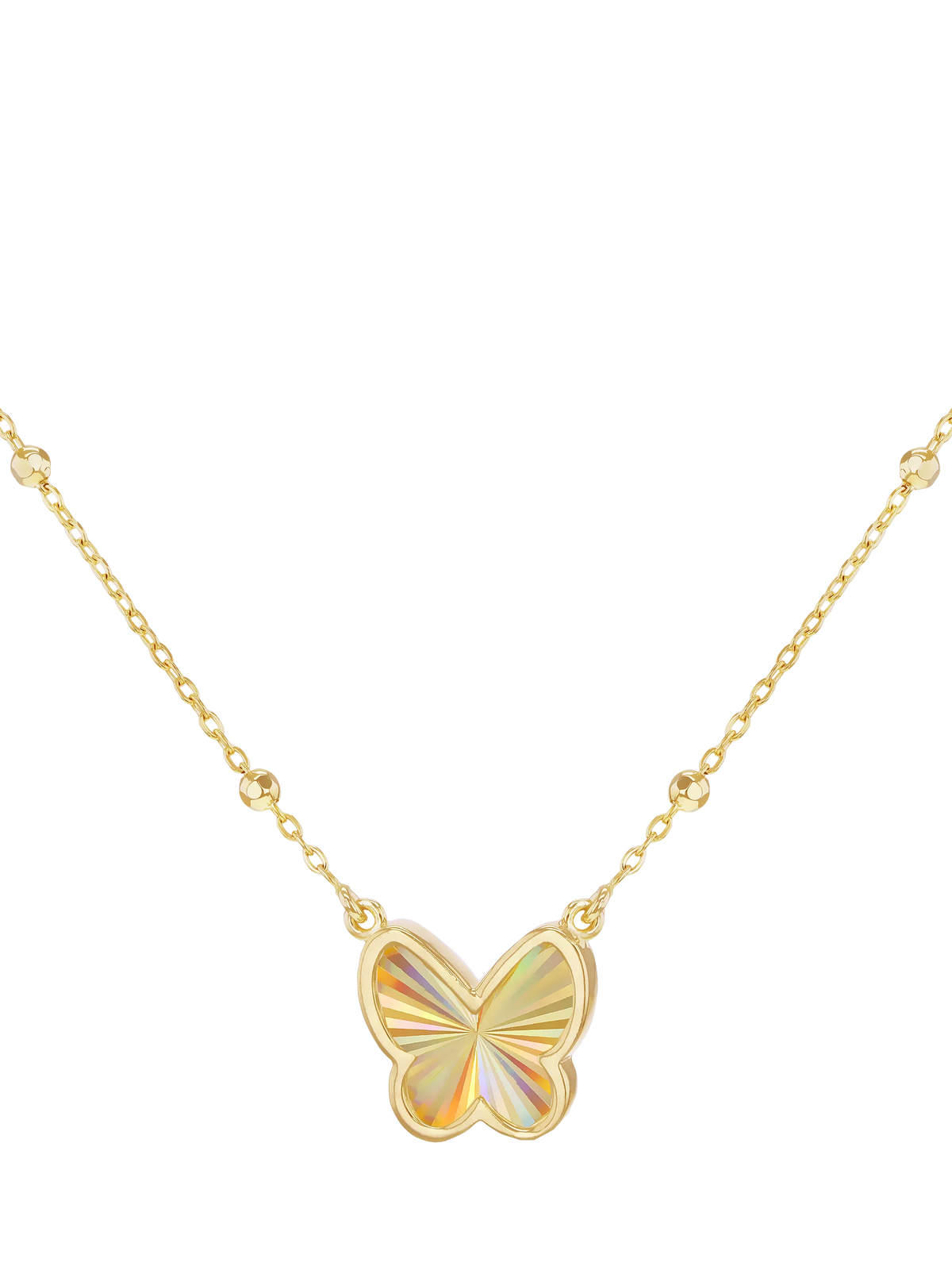 IBB 9ct yellow gold rainbow butterfly necklace, UK version