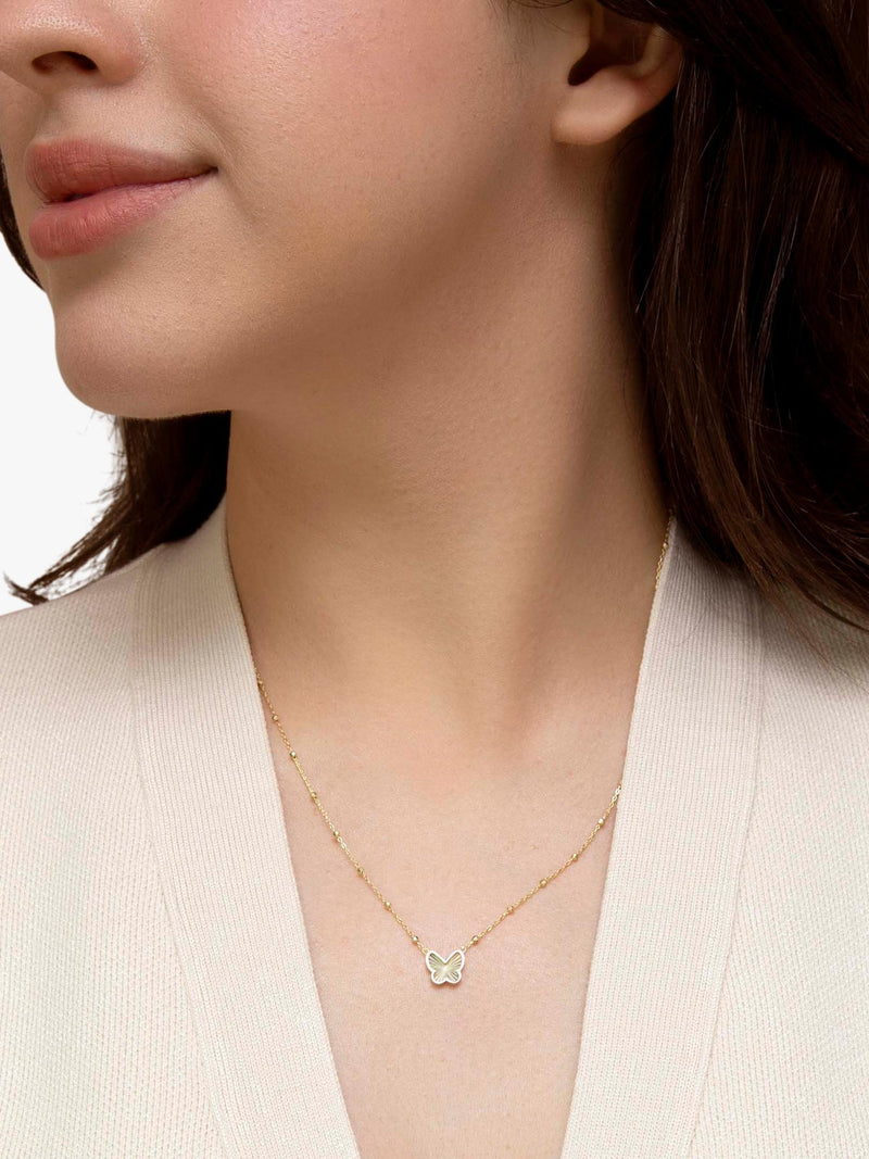 IBB 9ct yellow gold rainbow butterfly necklace, UK version