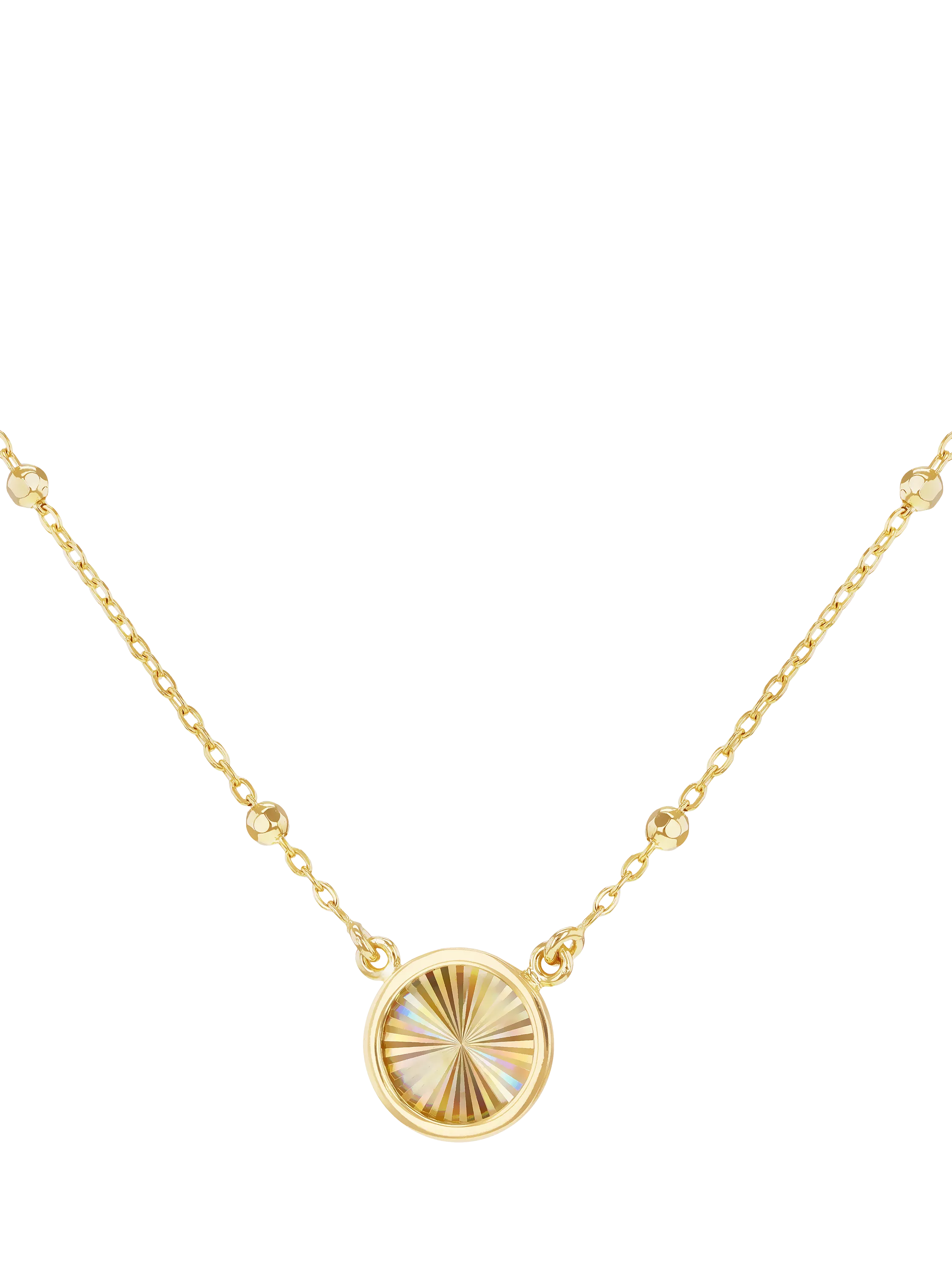 IBB 9ct gold rainbow circle trace ball necklace, UK version