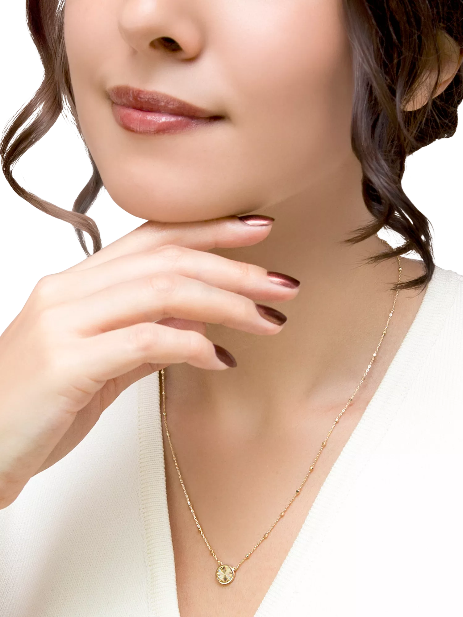 IBB 9ct gold rainbow circle trace ball necklace, UK version