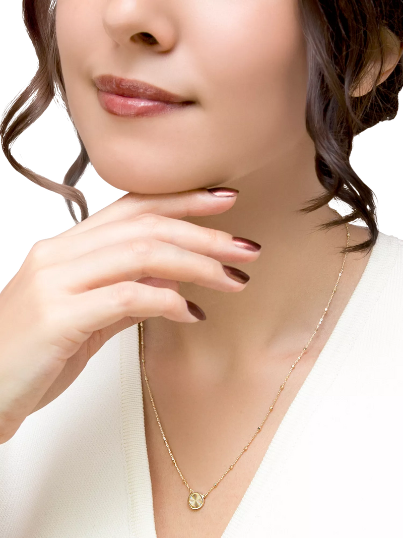 IBB 9ct gold rainbow circle trace ball necklace, UK version