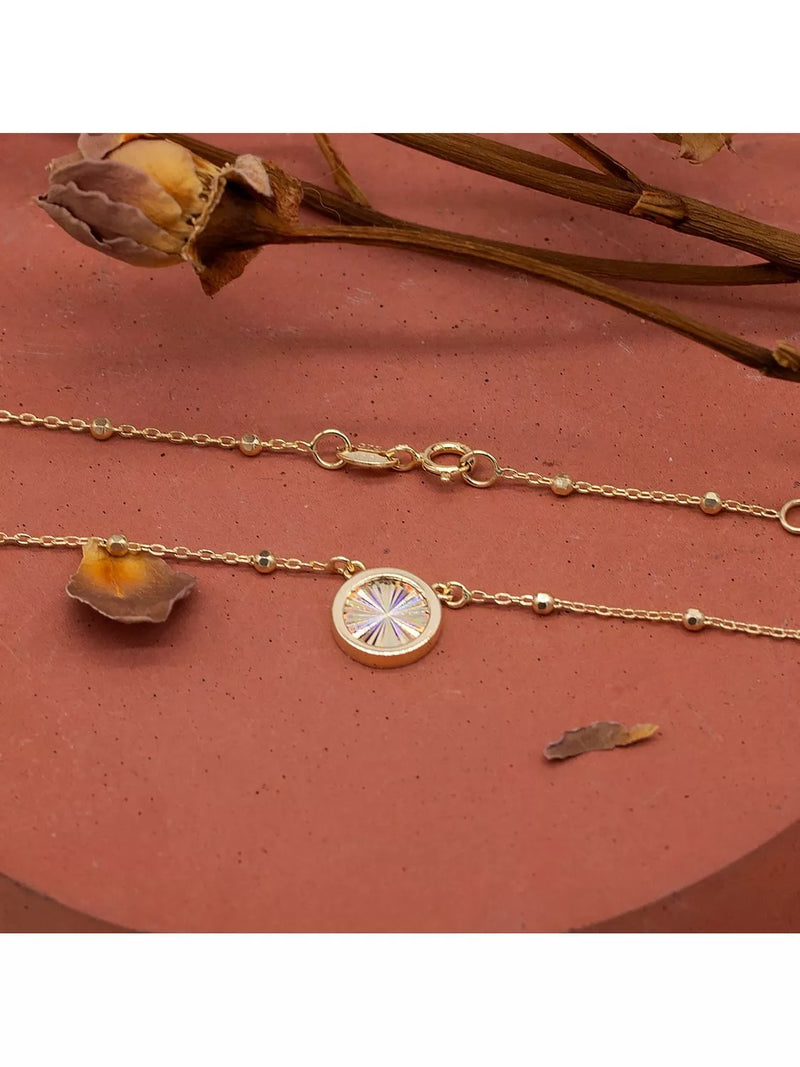 IBB 9ct gold rainbow circle trace ball necklace, UK version
