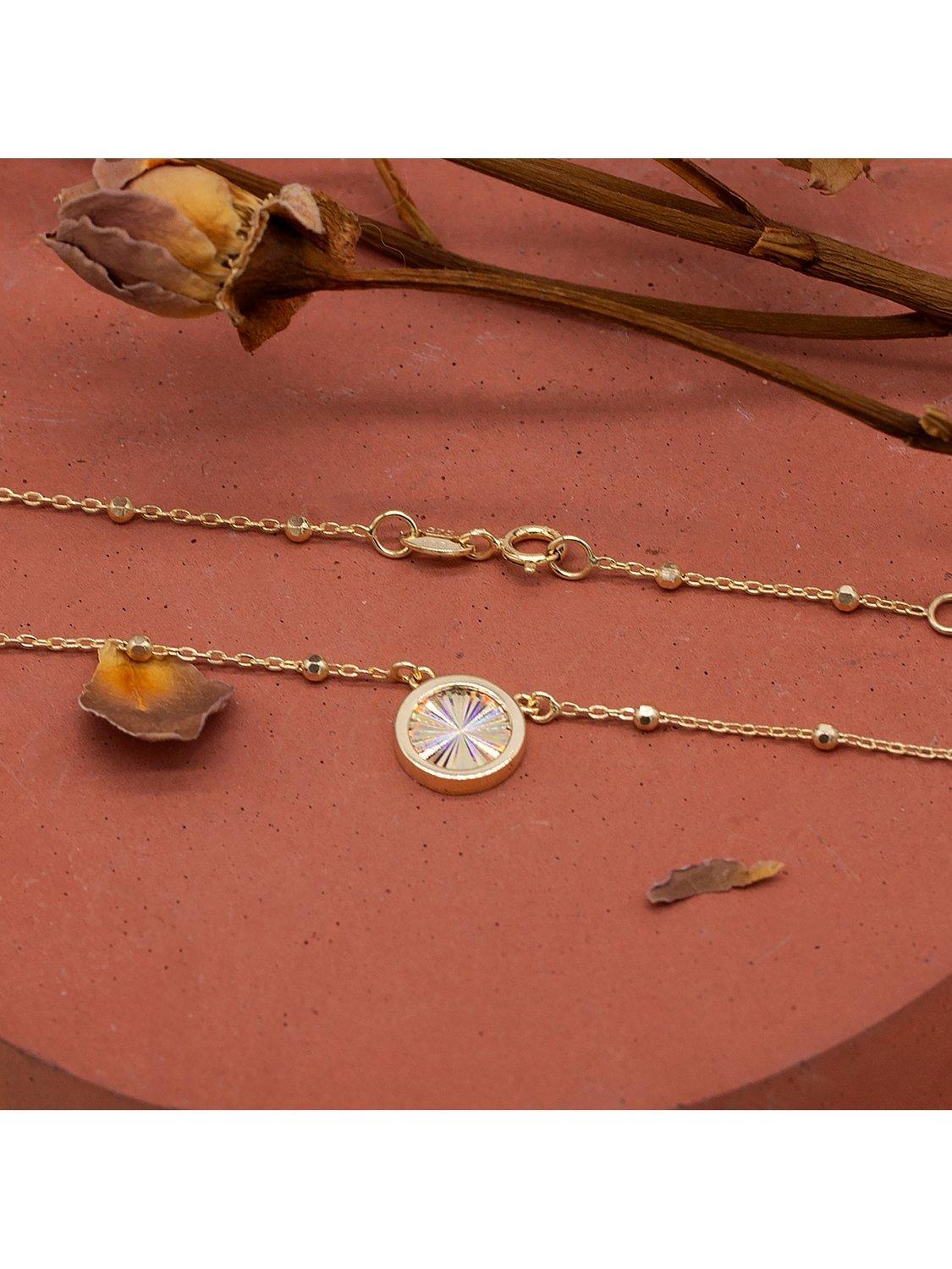 IBB 9ct gold rainbow circle trace ball necklace, UK version