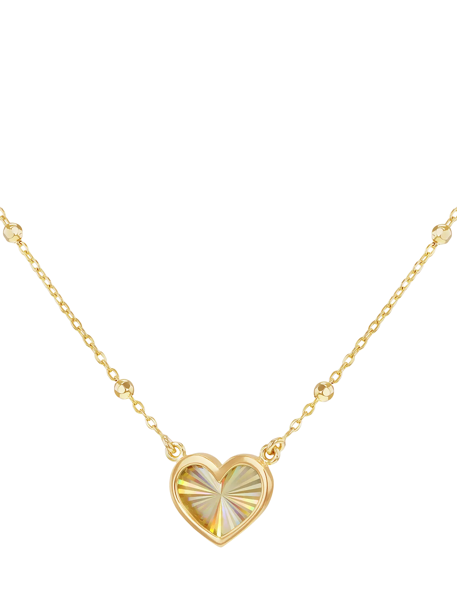 IBB 9ct yellow gold rainbow heart pendant necklace, UK version
