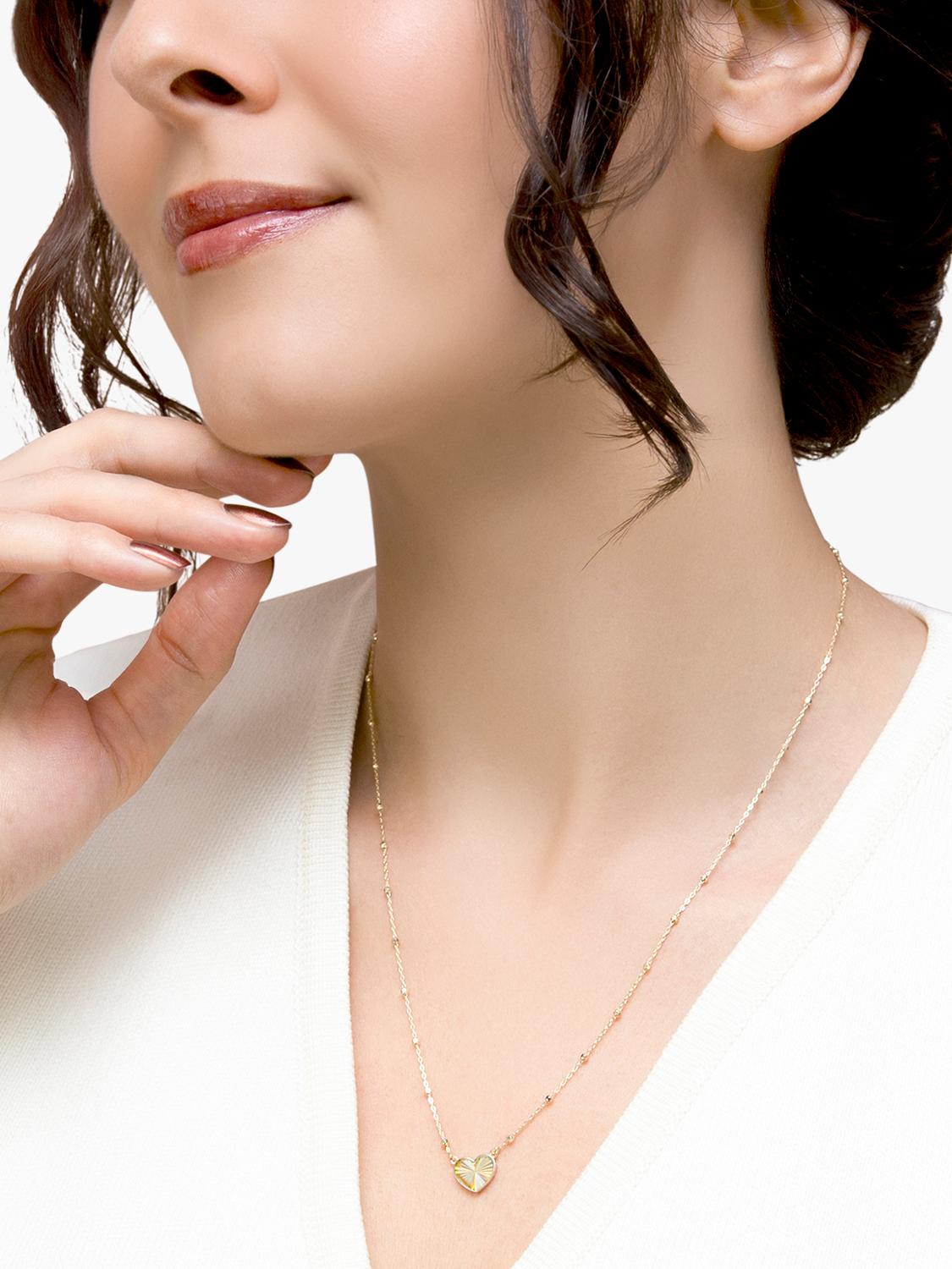 IBB 9ct yellow gold rainbow heart pendant necklace, UK version