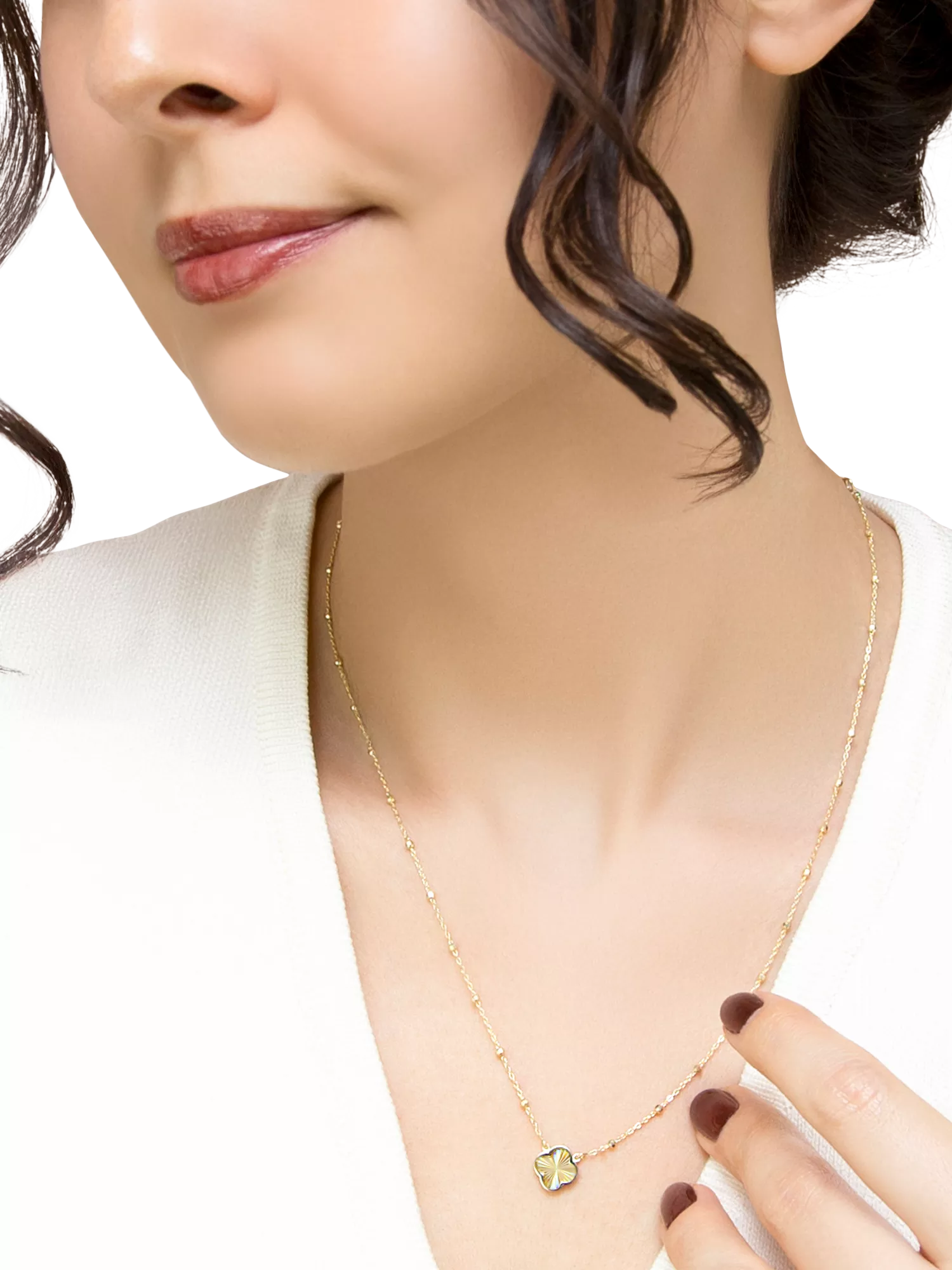IBB 9ct yellow gold rainbow petal pendant necklace - British product