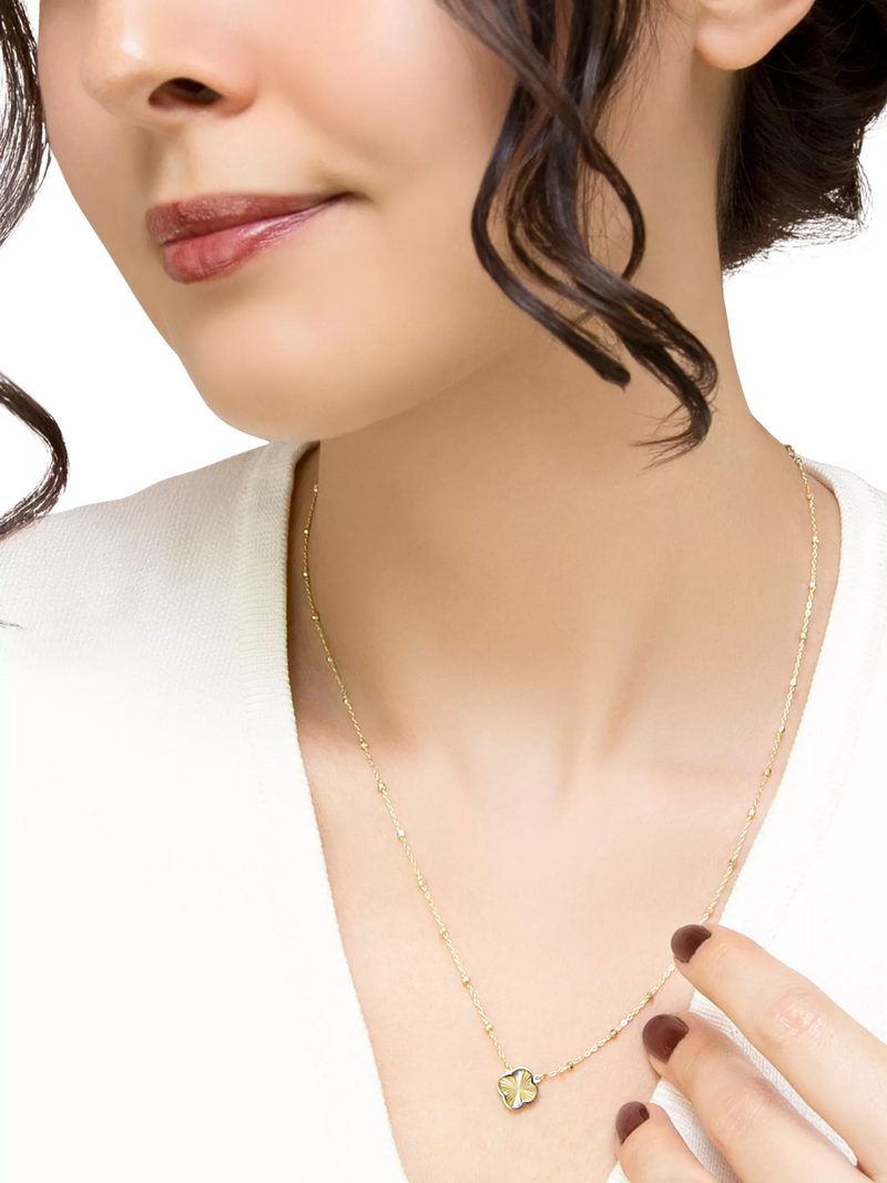IBB 9ct yellow gold rainbow petal pendant necklace - British product