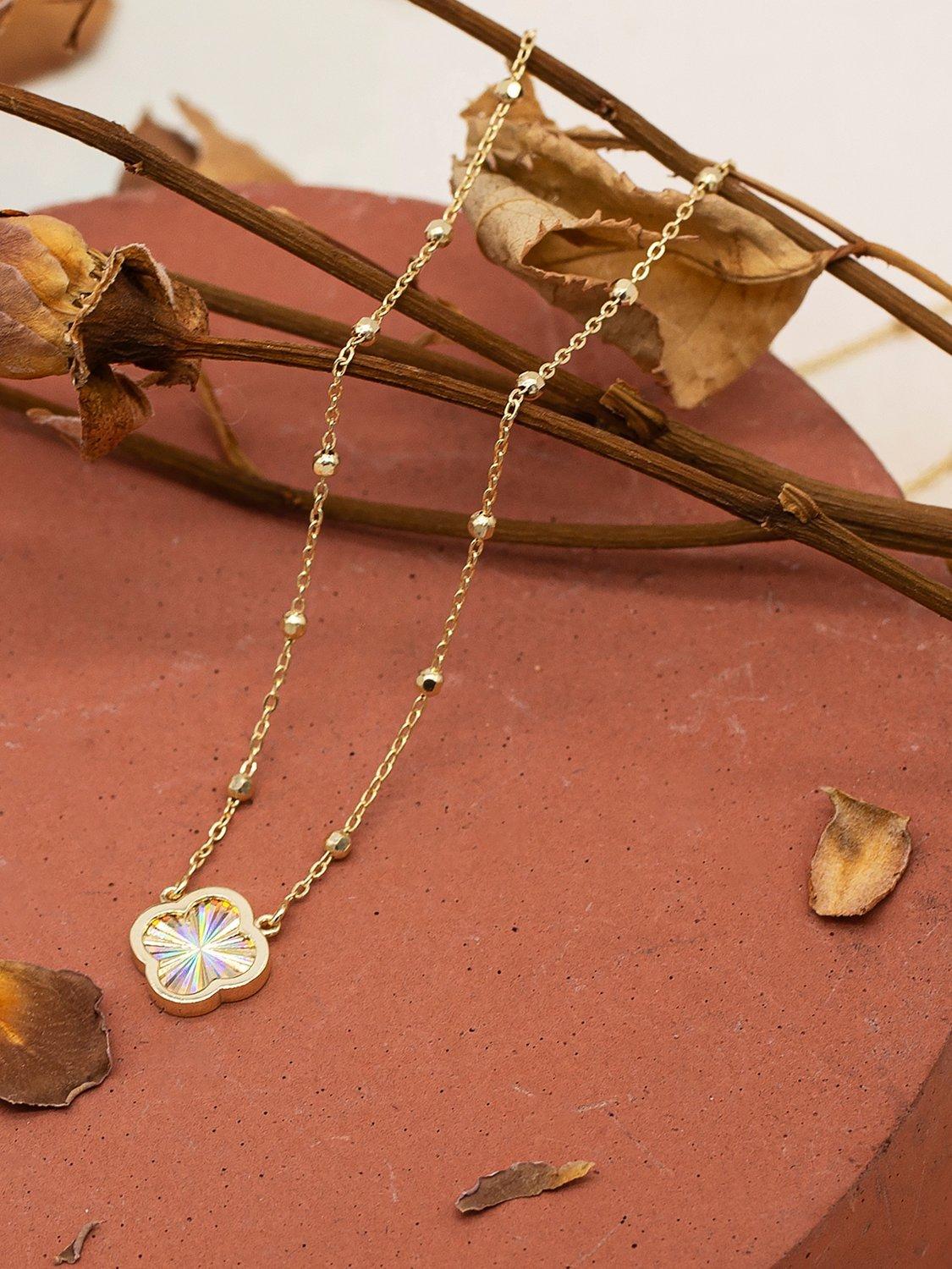 IBB 9ct yellow gold rainbow petal pendant necklace - British product