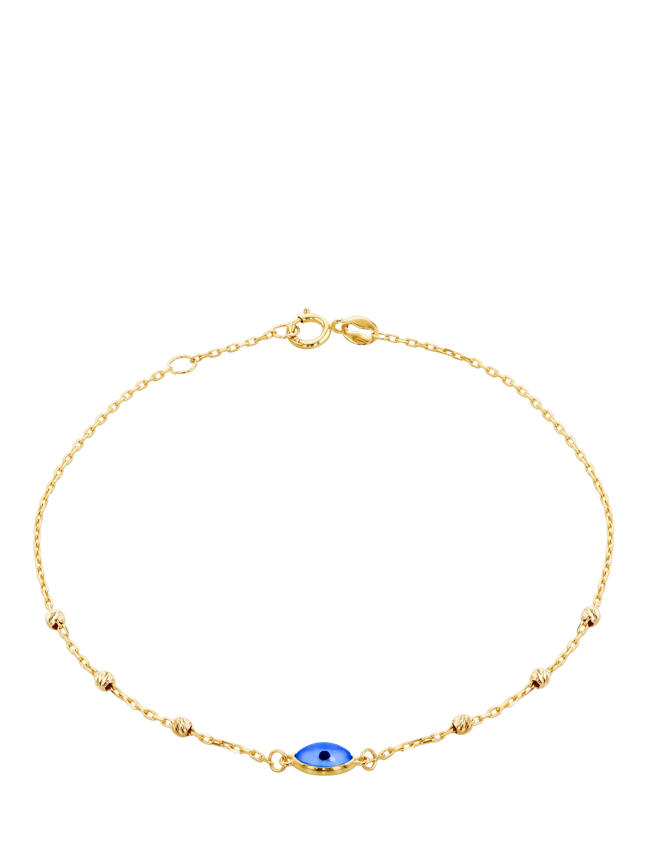 IBB evil eye charm bracelet 9ct yellow gold, UK version