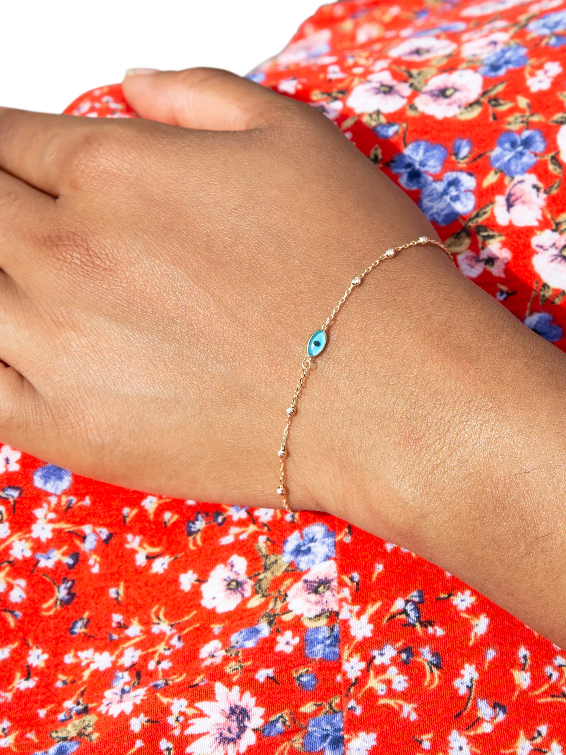 IBB evil eye charm bracelet 9ct yellow gold, UK version