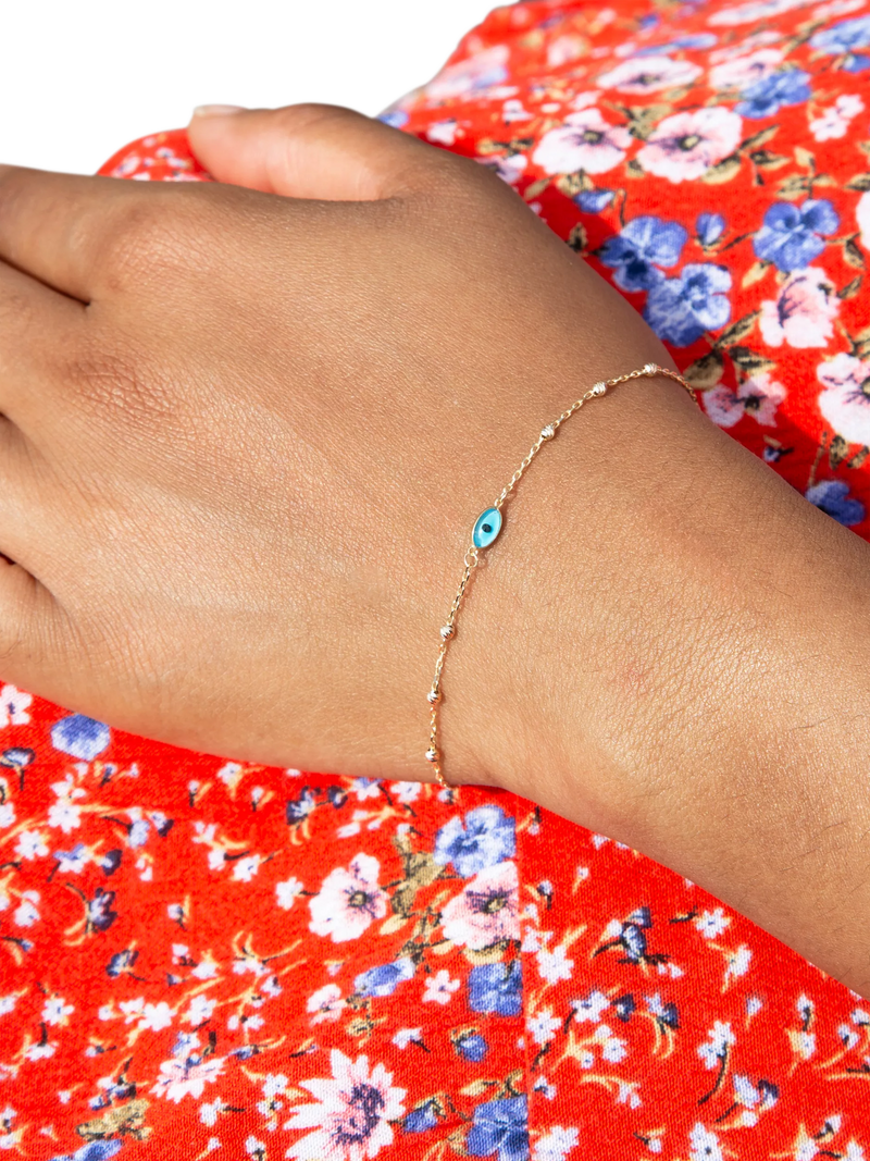 IBB evil eye charm bracelet 9ct yellow gold, UK version