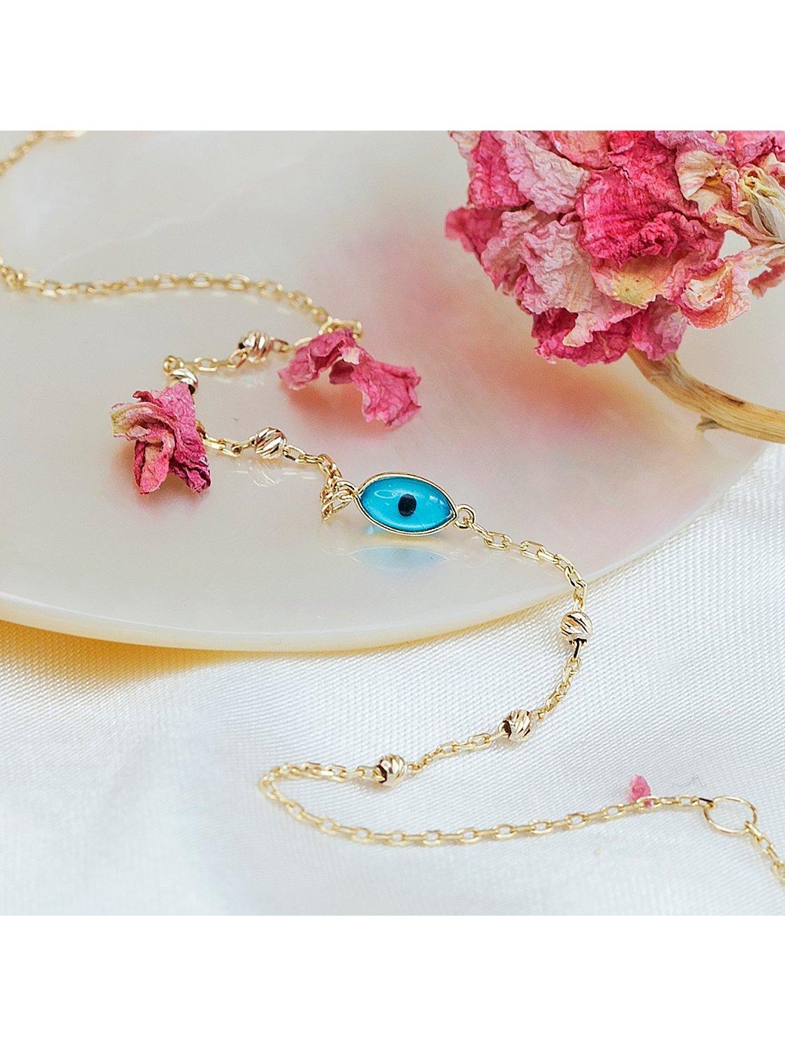 IBB evil eye charm bracelet 9ct yellow gold, UK version