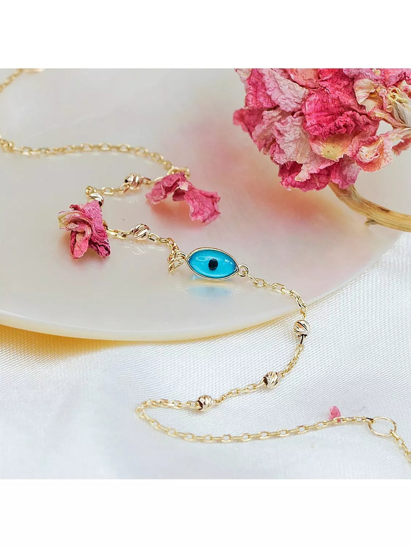 IBB evil eye charm bracelet 9ct yellow gold, UK version