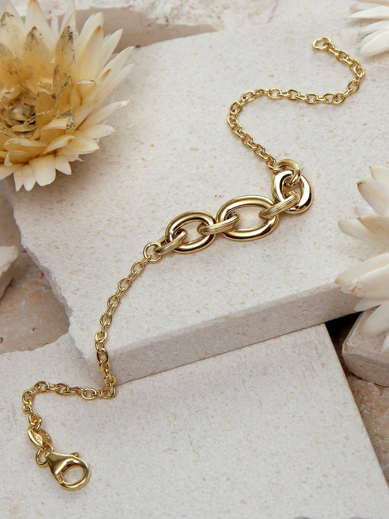 IBB 9ct yellow gold rolo curb chain bracelet, imported from the UK