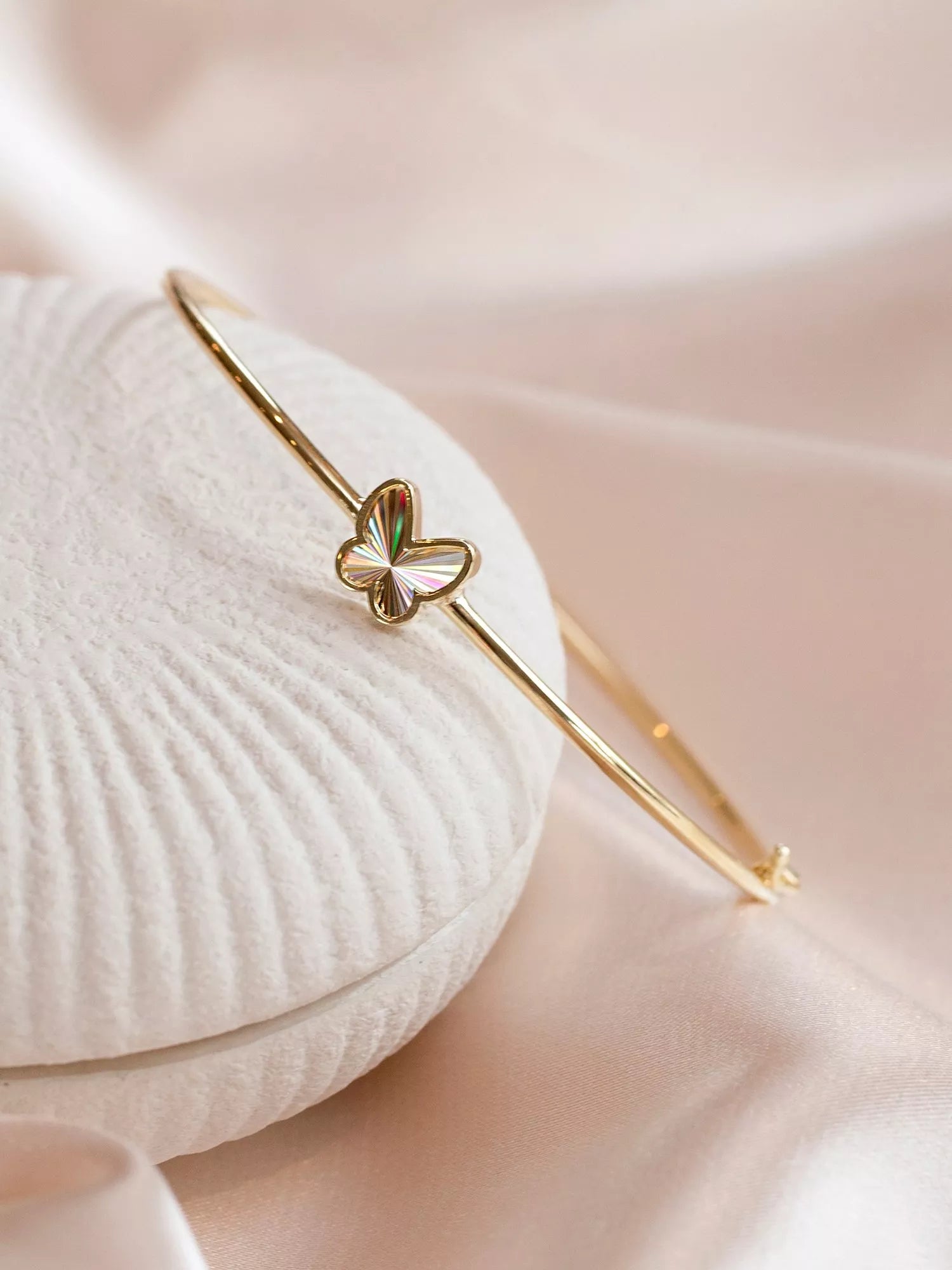 IBB 9ct gold rainbow butterfly bangle, imported from the UK