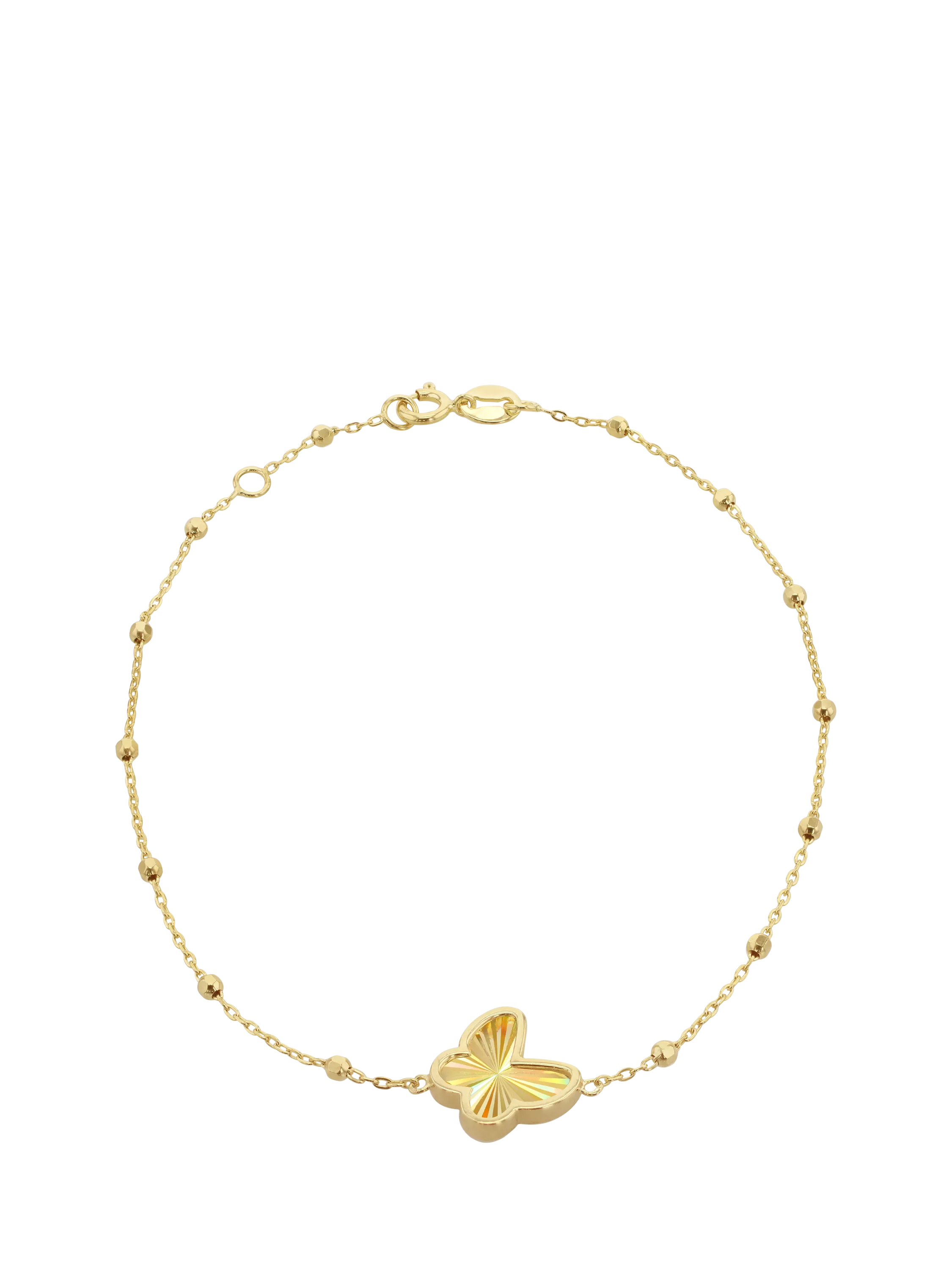 IBB gold bracelet rainbow butterfly charm 9ct - British product