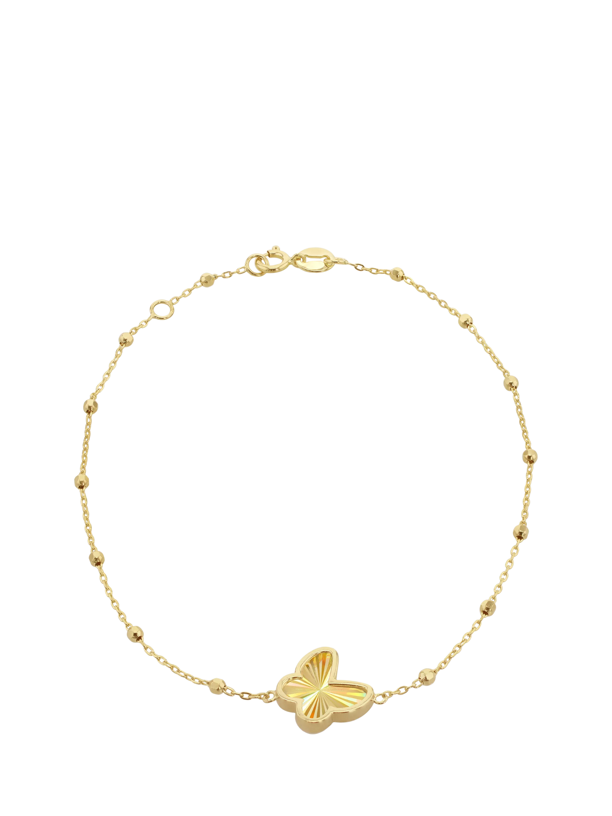 IBB gold bracelet rainbow butterfly charm 9ct - British product