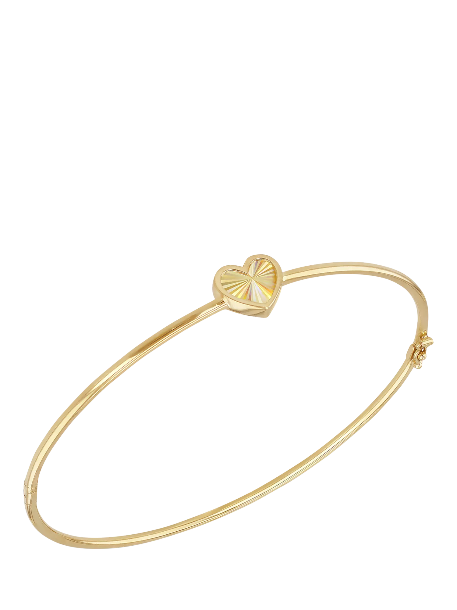 IBB 9ct yellow gold rainbow heart bangle, imported from the UK