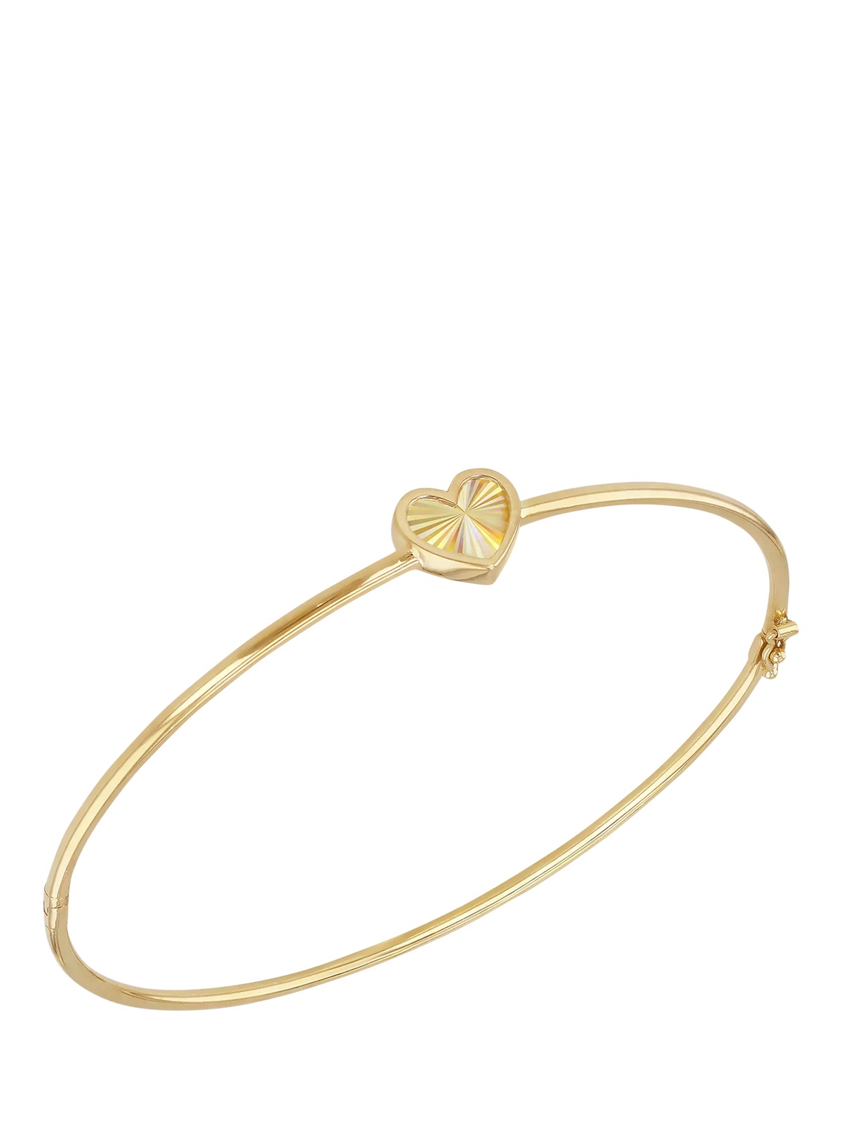 IBB 9ct yellow gold rainbow heart bangle, imported from the UK