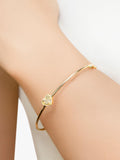 IBB 9ct yellow gold rainbow heart bangle, imported from the UK