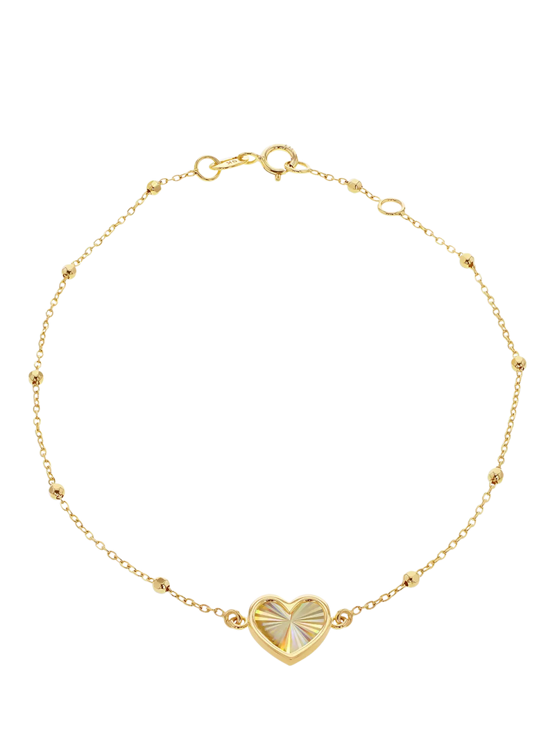 IBB 9ct yellow gold rainbow heart bracelet - British product