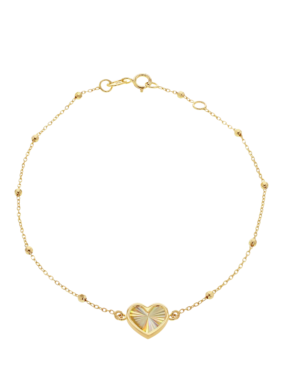 IBB 9ct yellow gold rainbow heart bracelet - British product