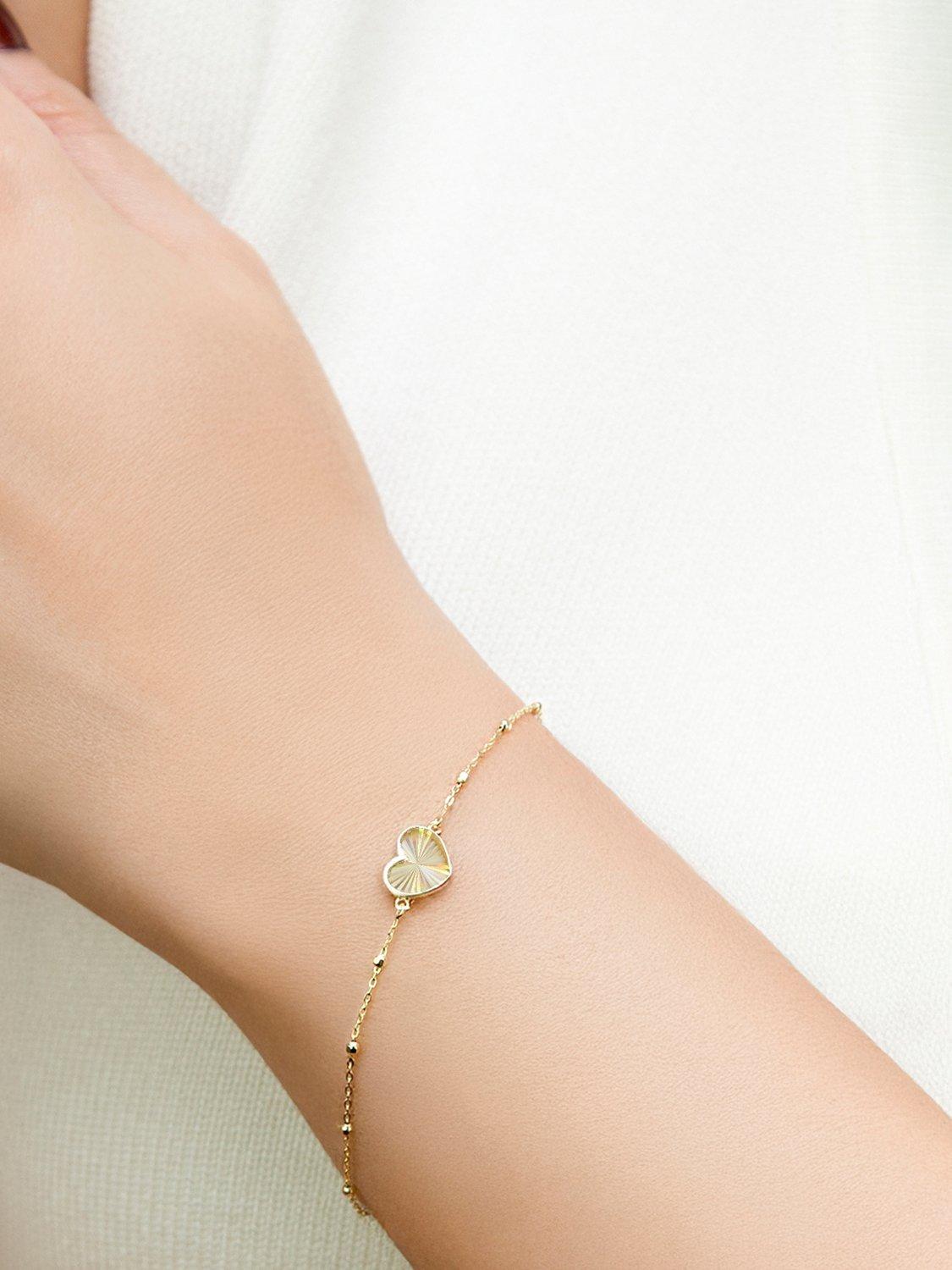 IBB 9ct yellow gold rainbow heart bracelet - British product