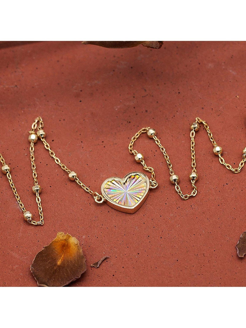 IBB 9ct yellow gold rainbow heart bracelet - British product