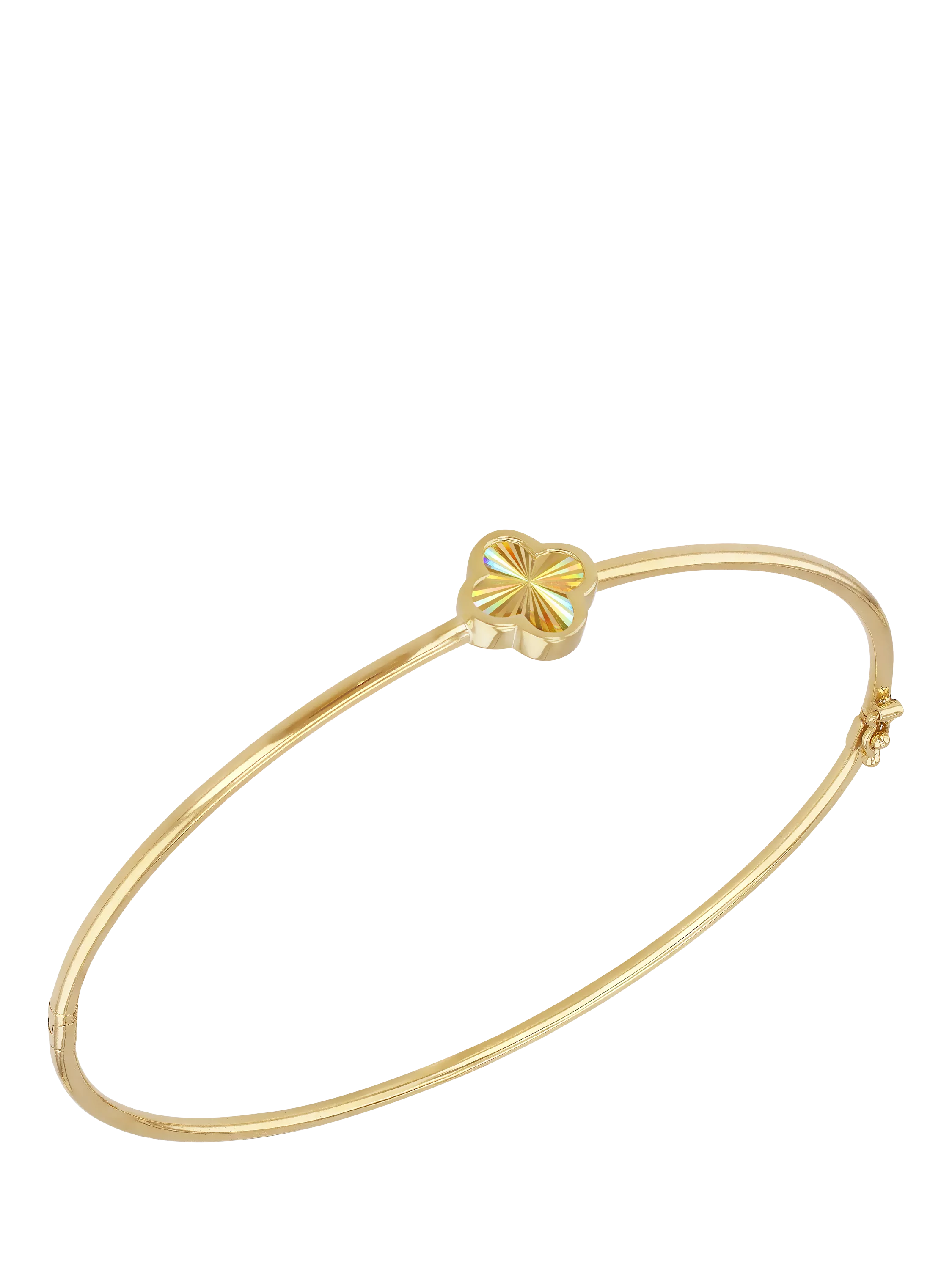IBB 9ct yellow gold rainbow petal bangle with 8mm pendant (British brand)
