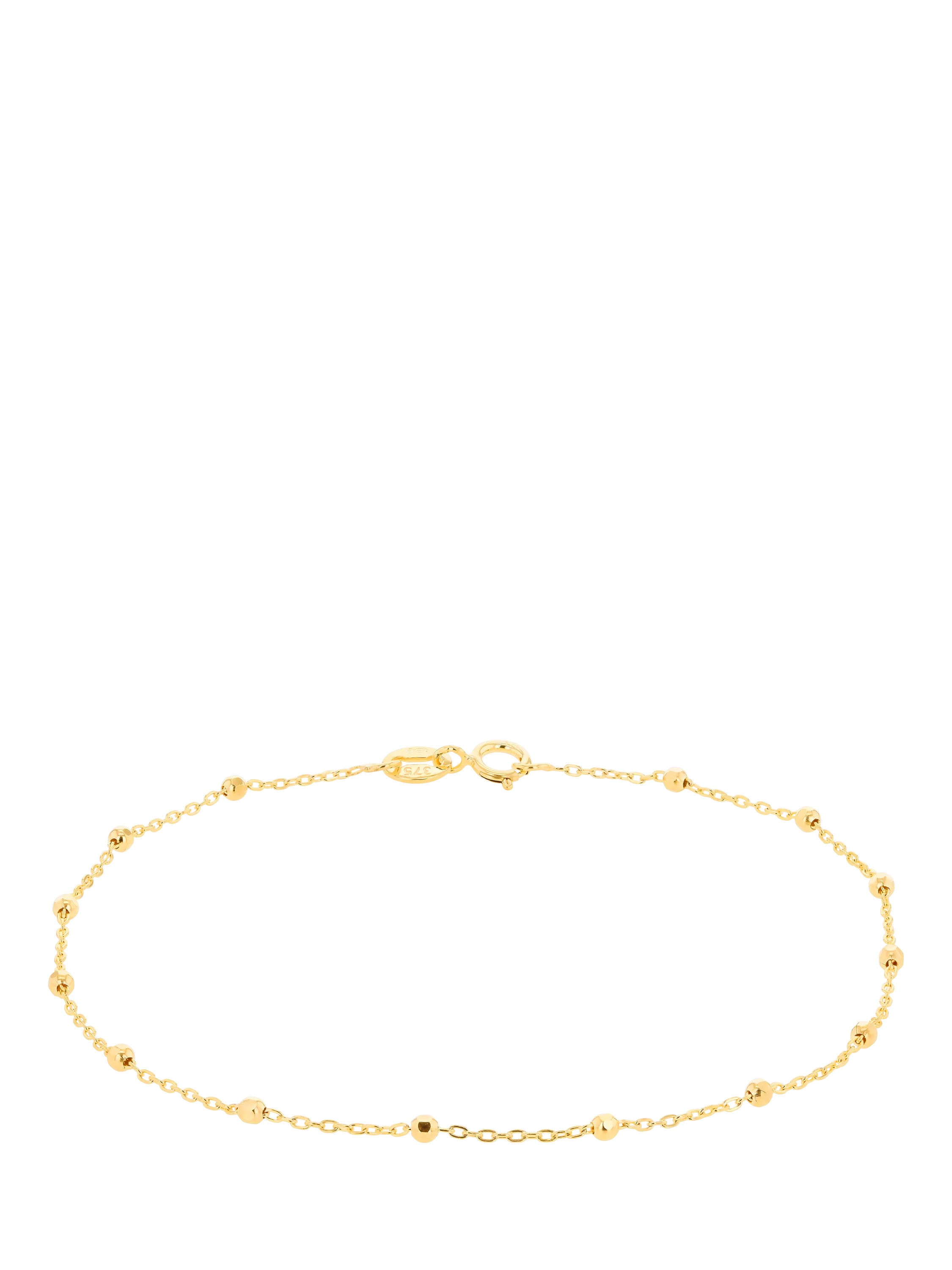 IBB 9ct yellow gold diamond cut ball trace bracelet, UK version