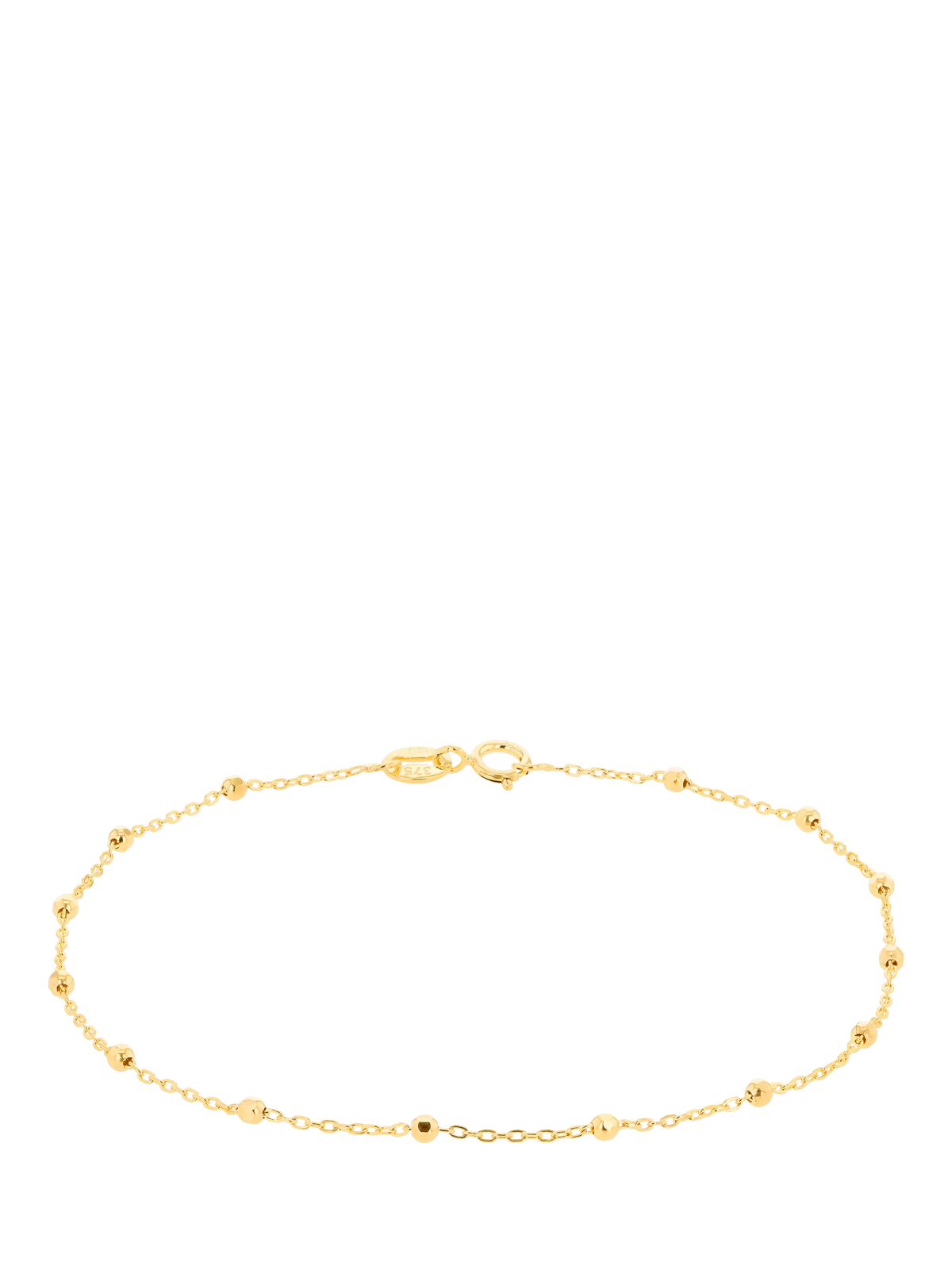IBB 9ct yellow gold diamond cut ball trace bracelet, UK version