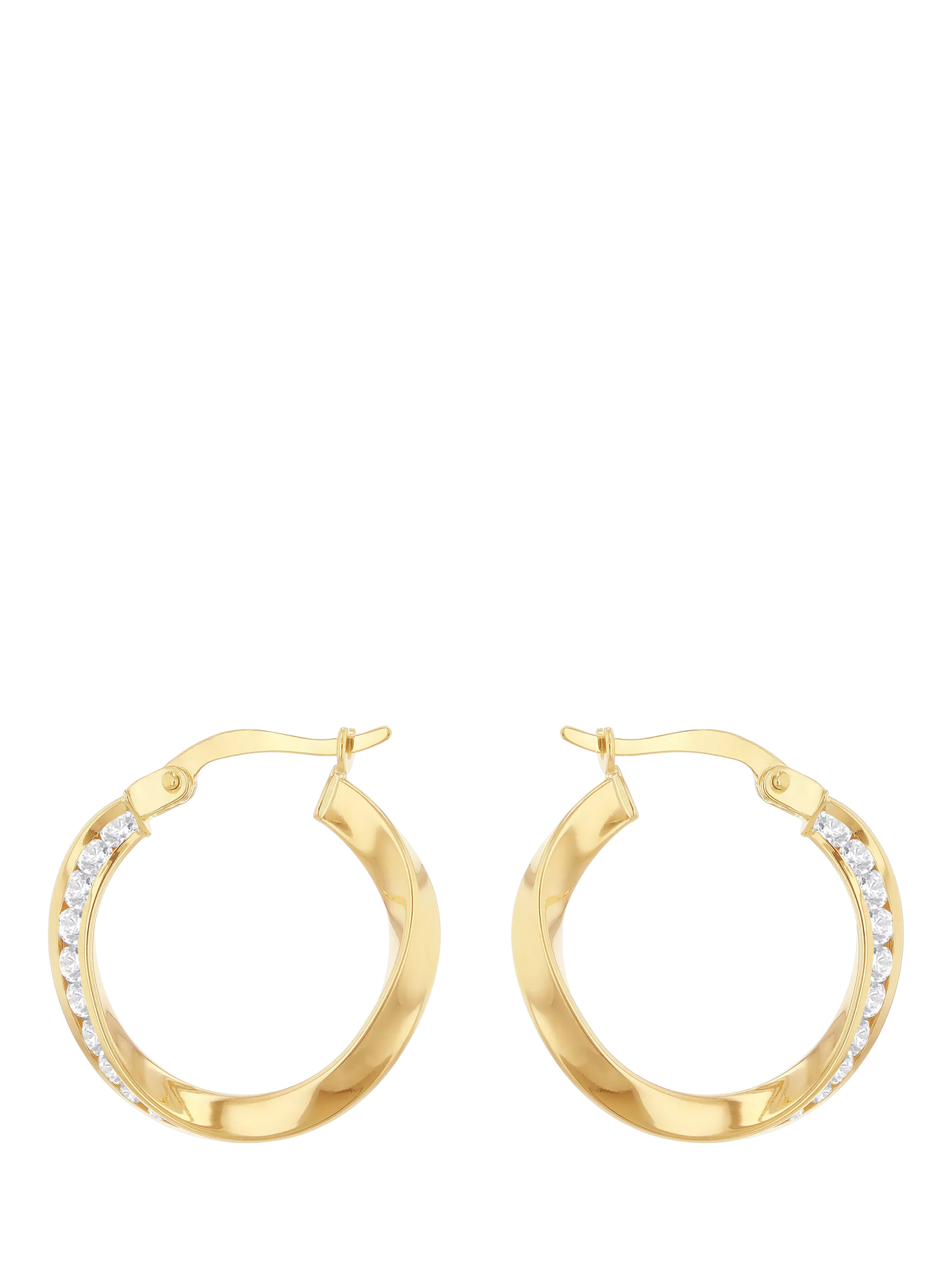 IBB 9ct yellow gold twist CZ creole earrings, UK version